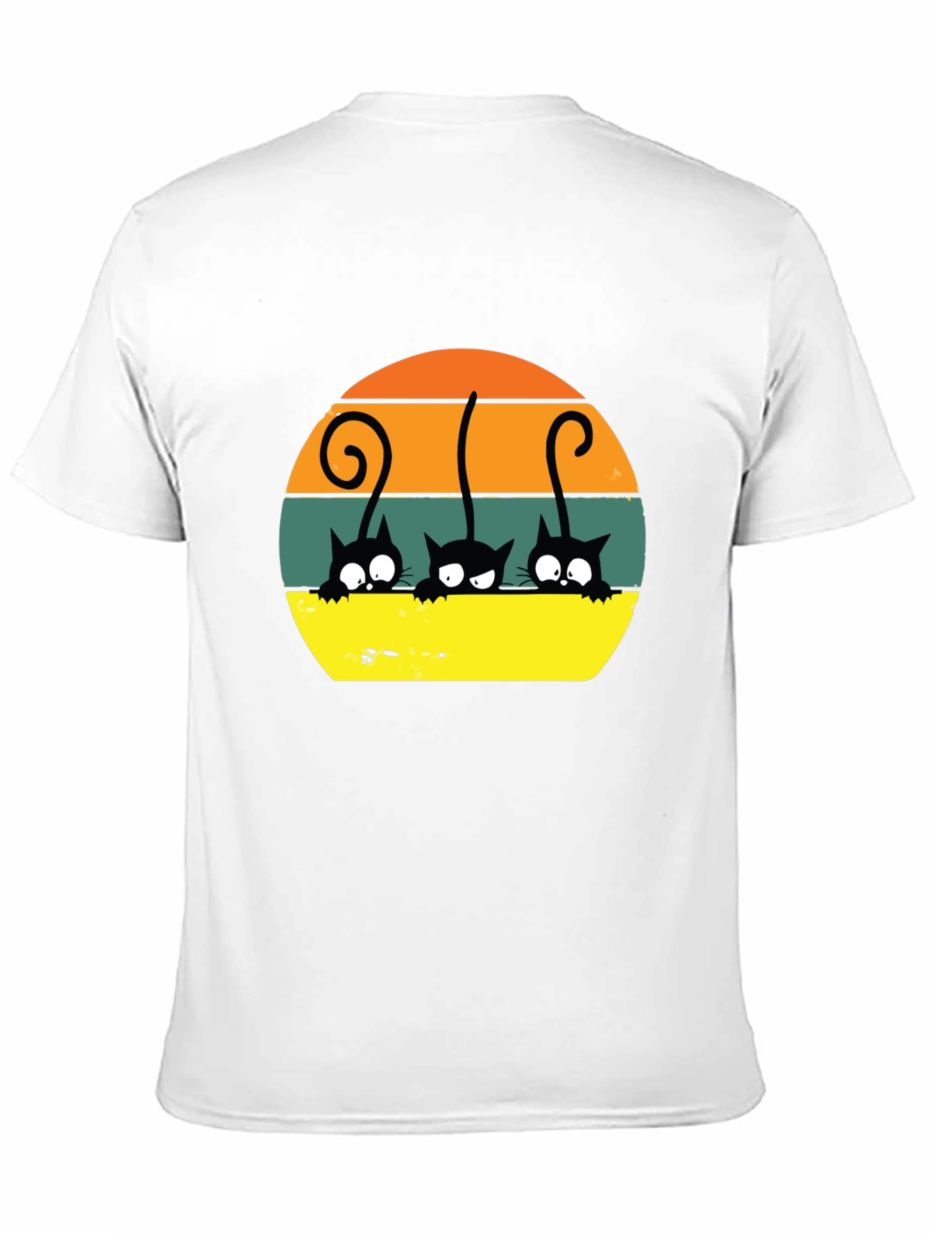 Black Retro Cats T-Shirt - Black Tee view 11