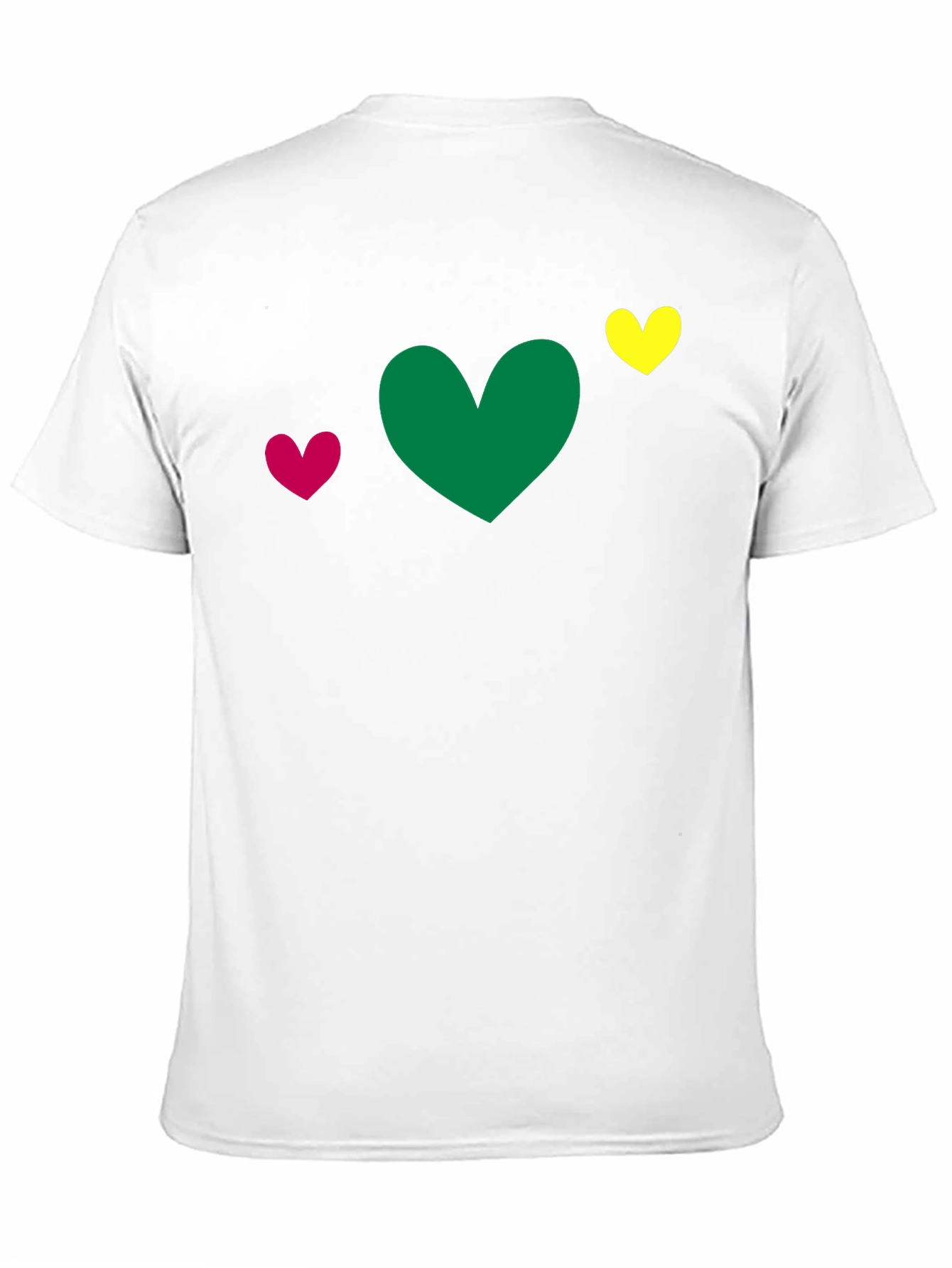 Black Heart Trio T-Shirt - Green, Pink, Yellow Hearts view 11