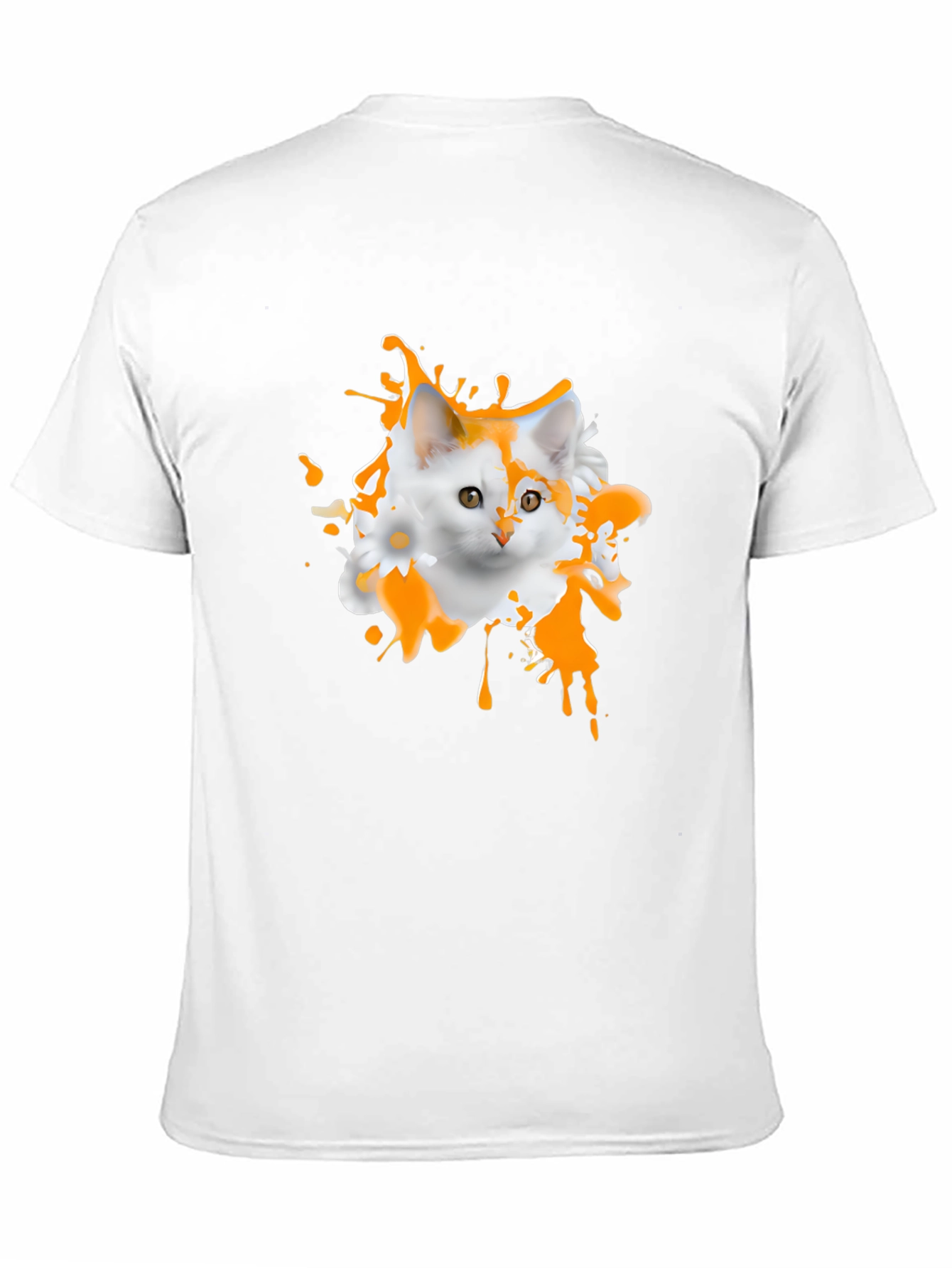 Black Cute Cat Splatter Graphic T-Shirt view 11