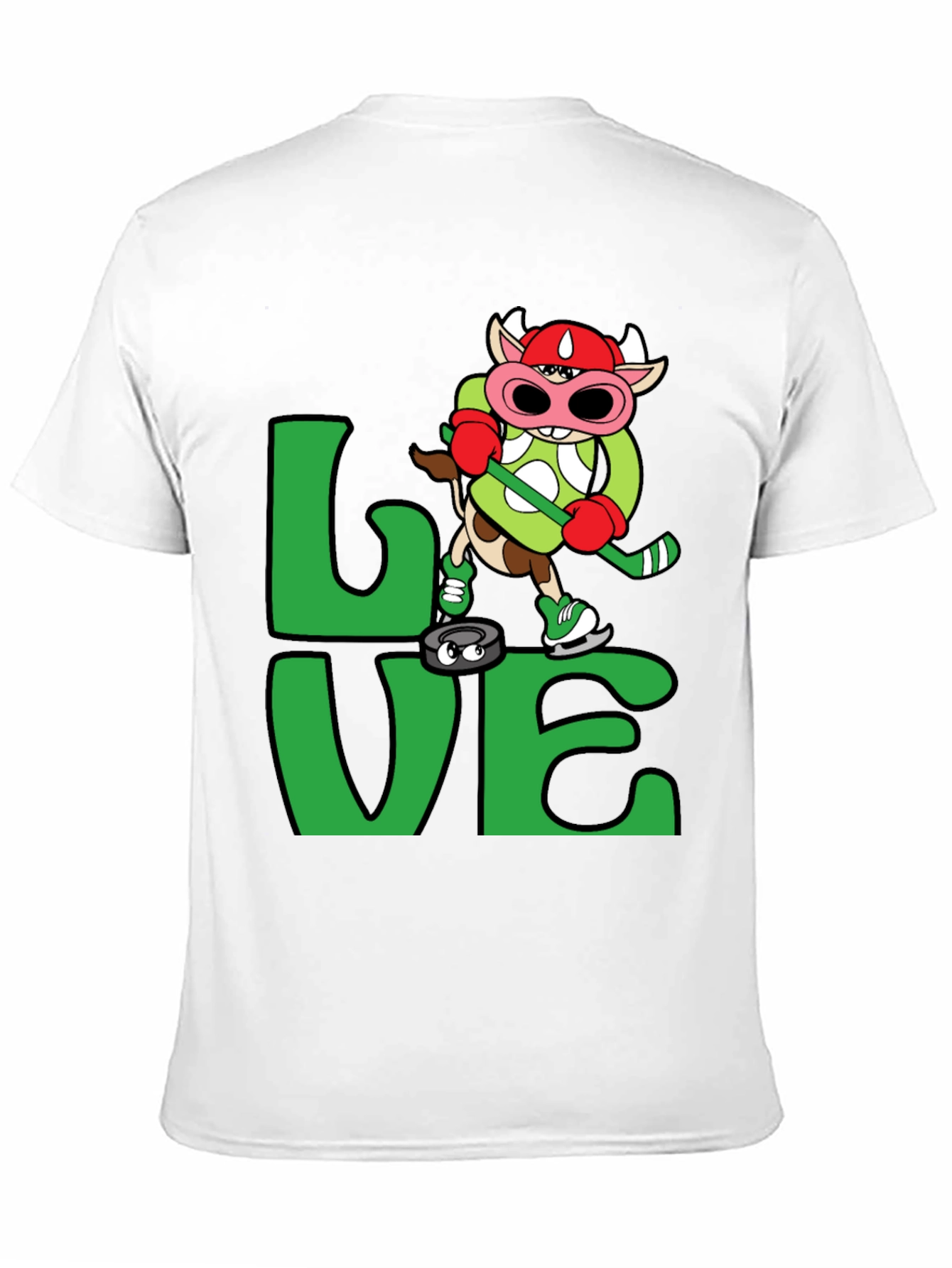 Black Love Hockey Cow T-Shirt Black view 11