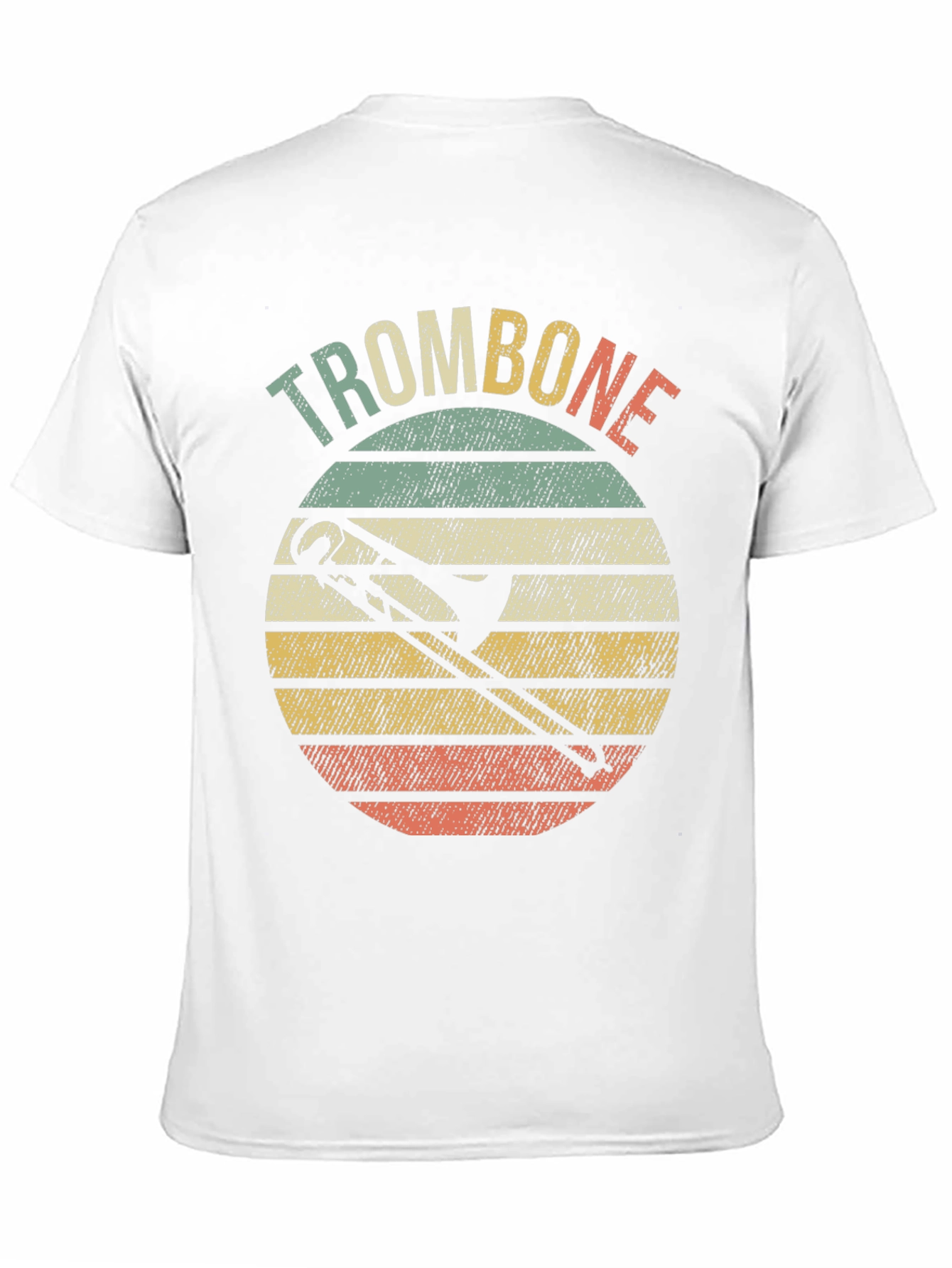 Black Retro Trombone Sunset Music T-Shirt view 11