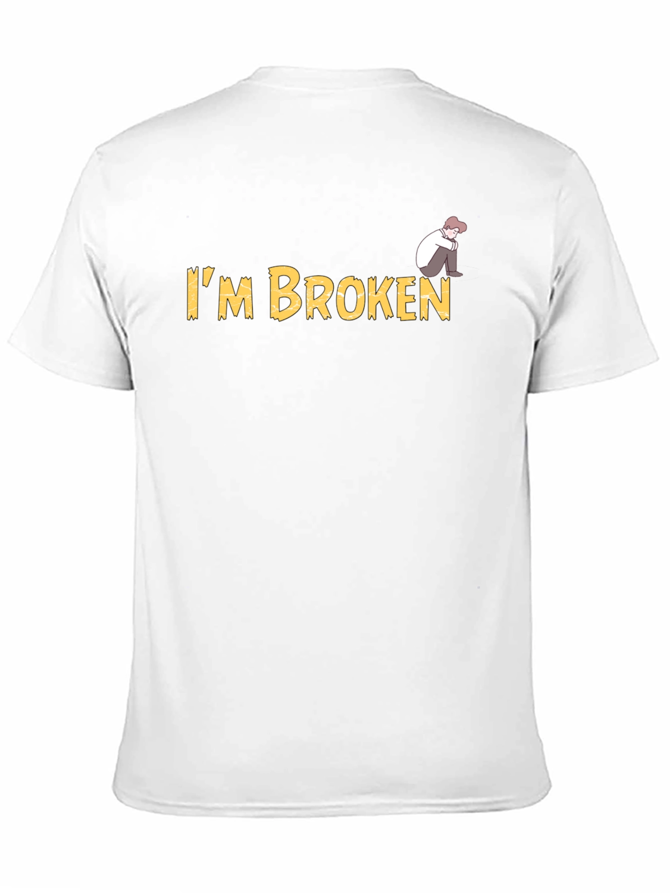 Black I'm Broken Graphic Tee - Sad Cartoon Man T-Shirt view 11