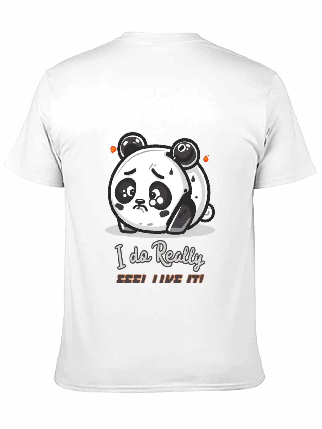 Black Sad Panda Cartoon Graphic T-Shirt view 11