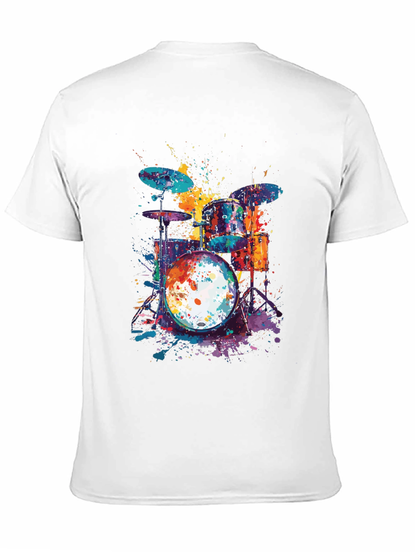 Black Colorful Drum Set T-Shirt - Music Lover Tee view 11