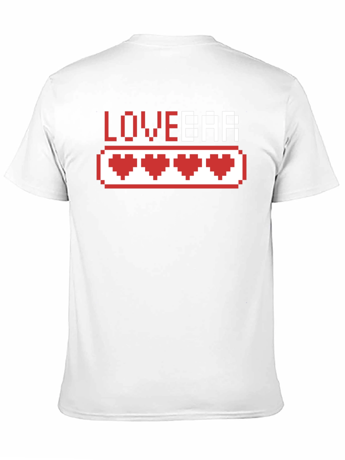 Black Love Bar Pixel Heart Gamer T-Shirt - Black Cotton Tee view 11