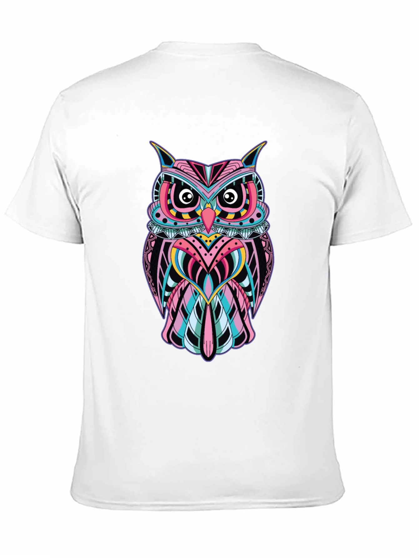 Black Vibrant Owl Graphic Print Black T-Shirt view 11