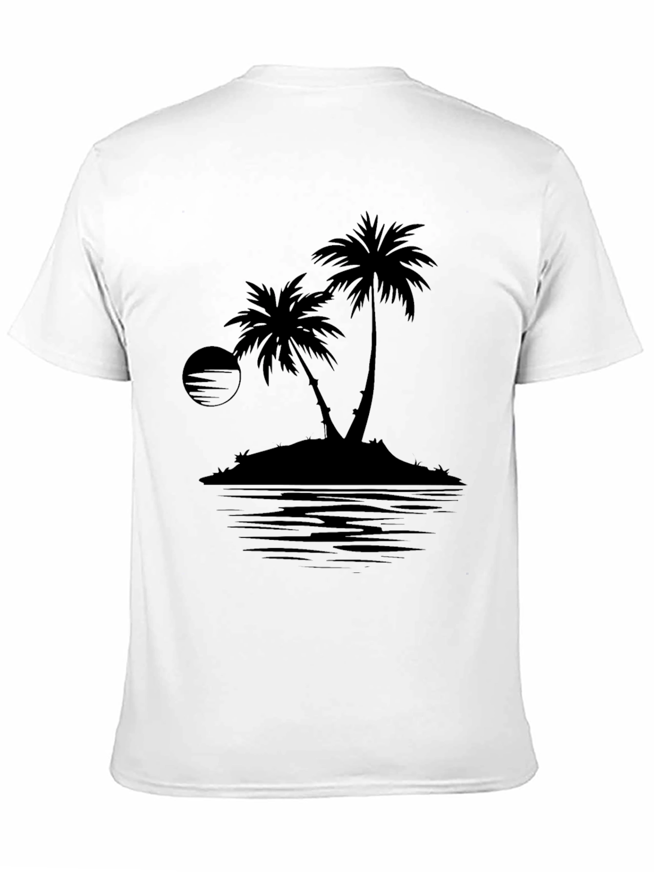 Black Men's Black Palm Tree Island Graphic T-Shirt view 11