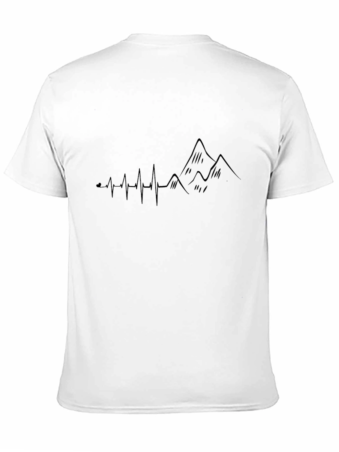Black Heartbeat Mountain Graphic Black T-Shirt view 11