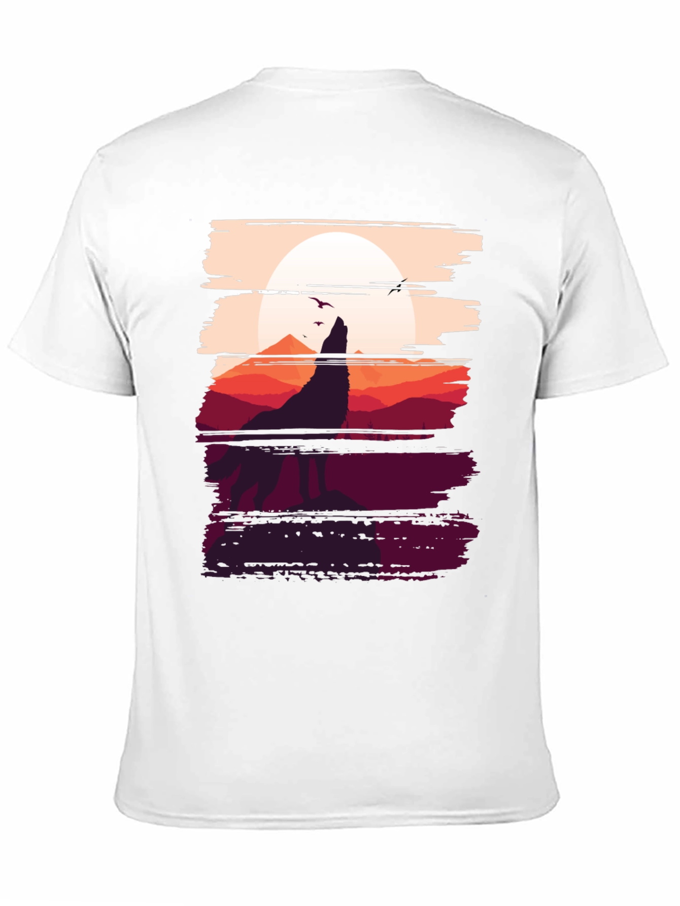 Black Wolf Silhouette Graphic Tee - Men's Black T-Shirt view 11