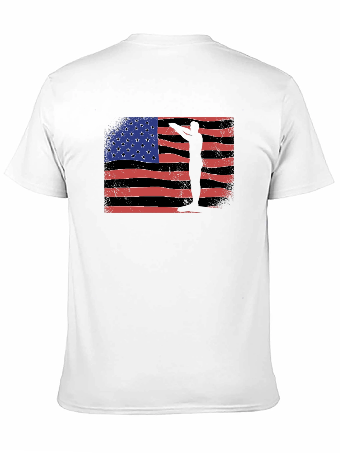 Black American Flag Silhouette Black T-Shirt view 11