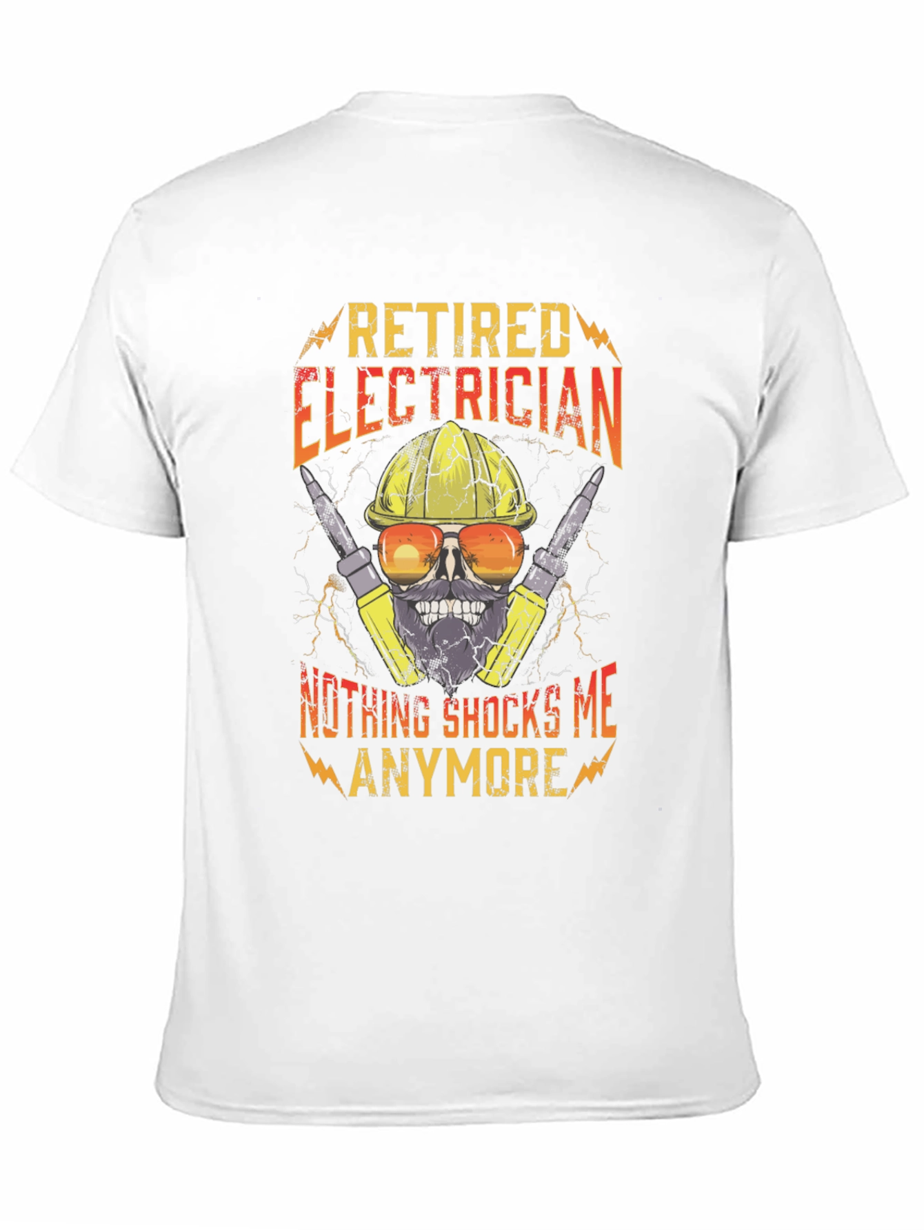 Black Retired Electrician T-Shirt Funny Skull Tee view 11