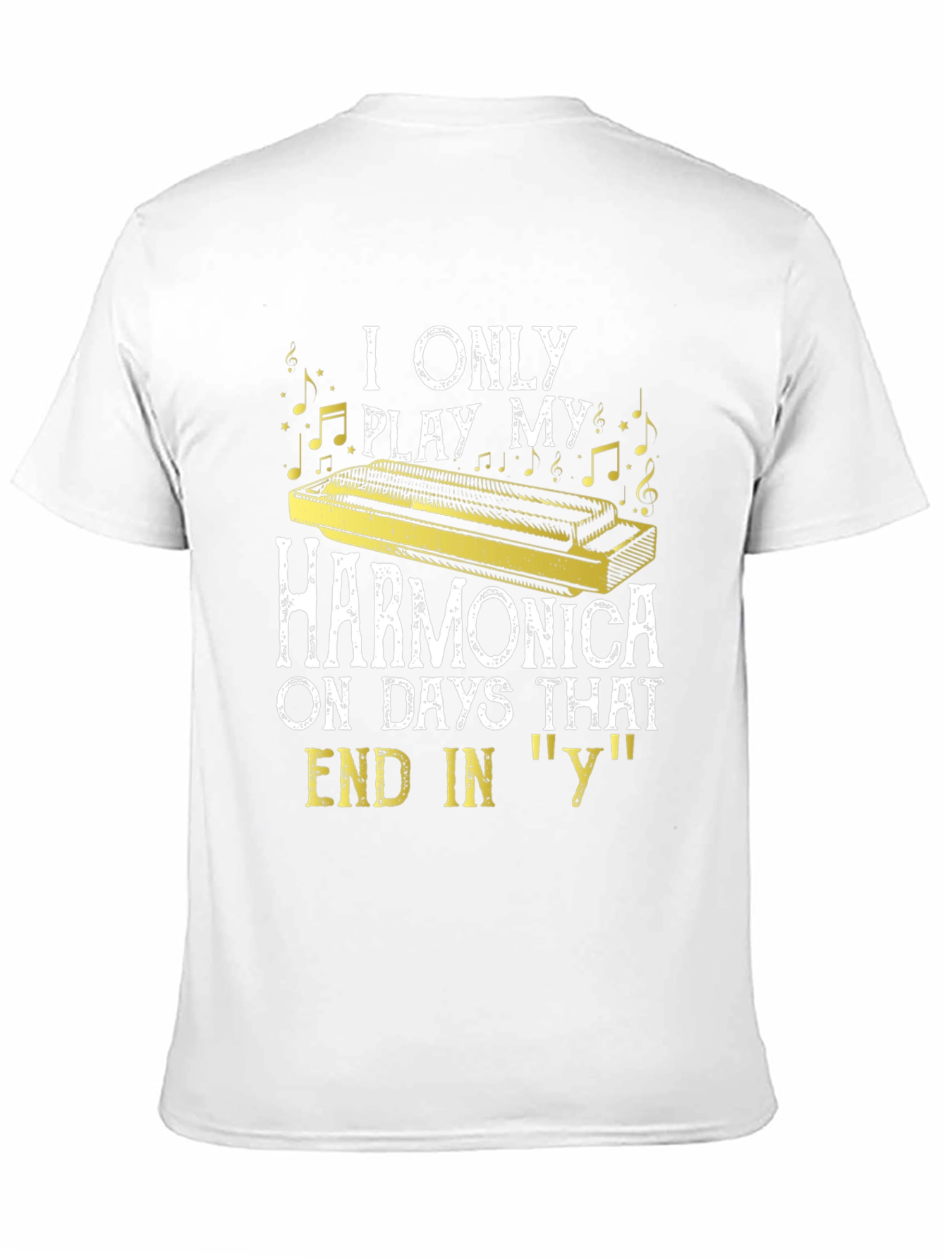 Black Harmonica Player T-Shirt - Days Ending in 'Y' view 11