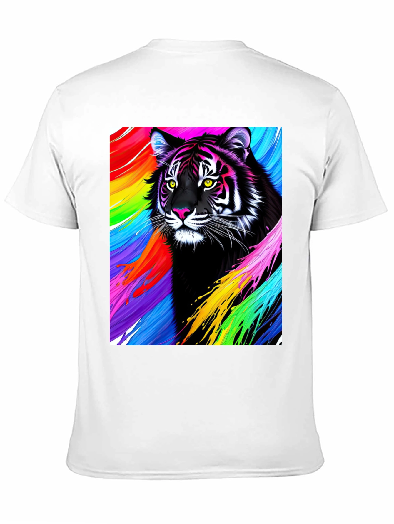 Black Vibrant Tiger Graphic Tee - Bold, Colorful Design view 11