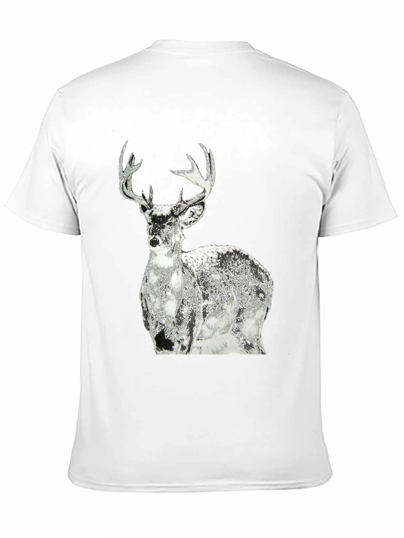 Black Men's Black T-Shirt with Graphic Deer Design view 11