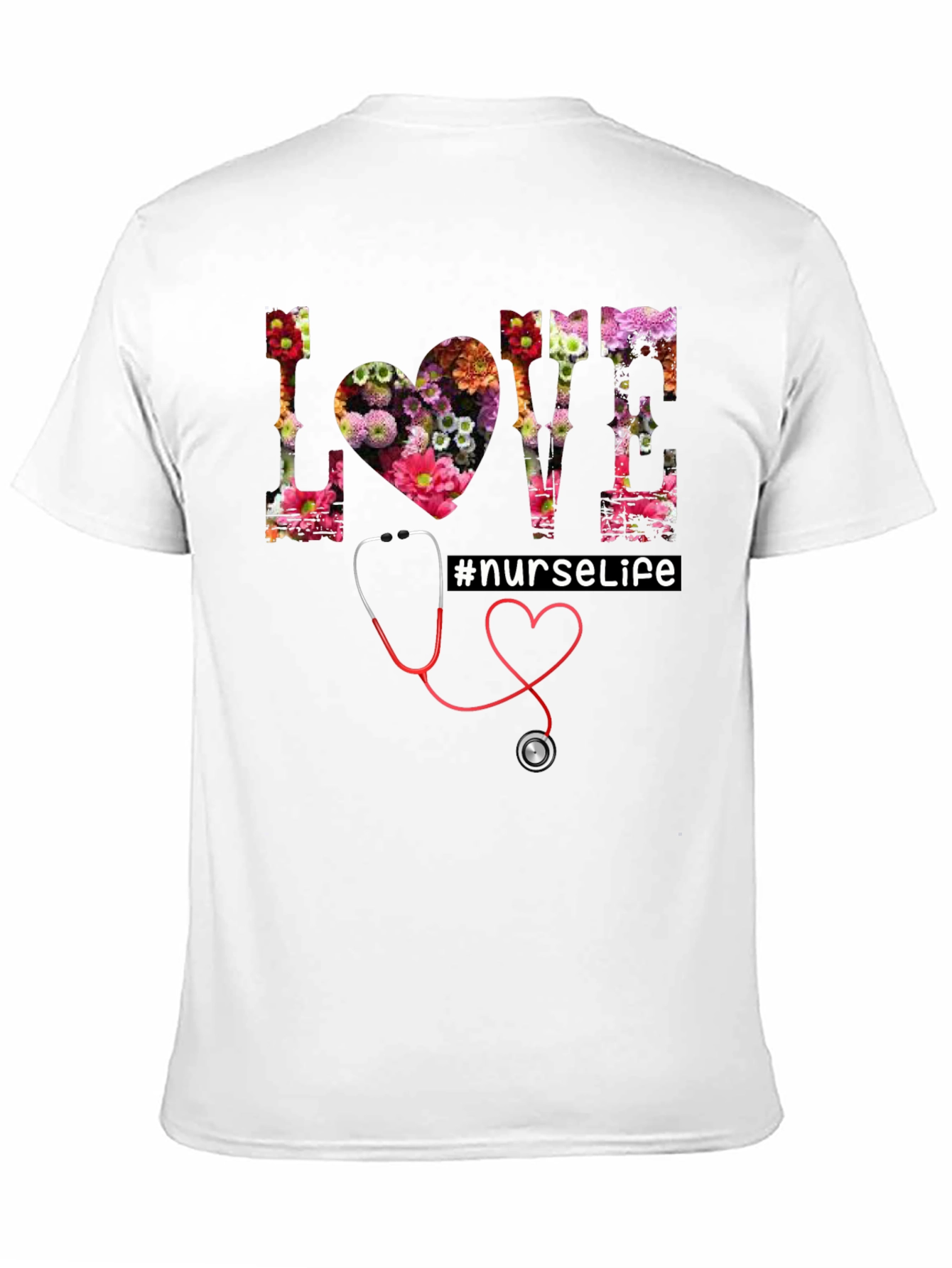 Black Floral Love Nurse Life T-Shirt view 11