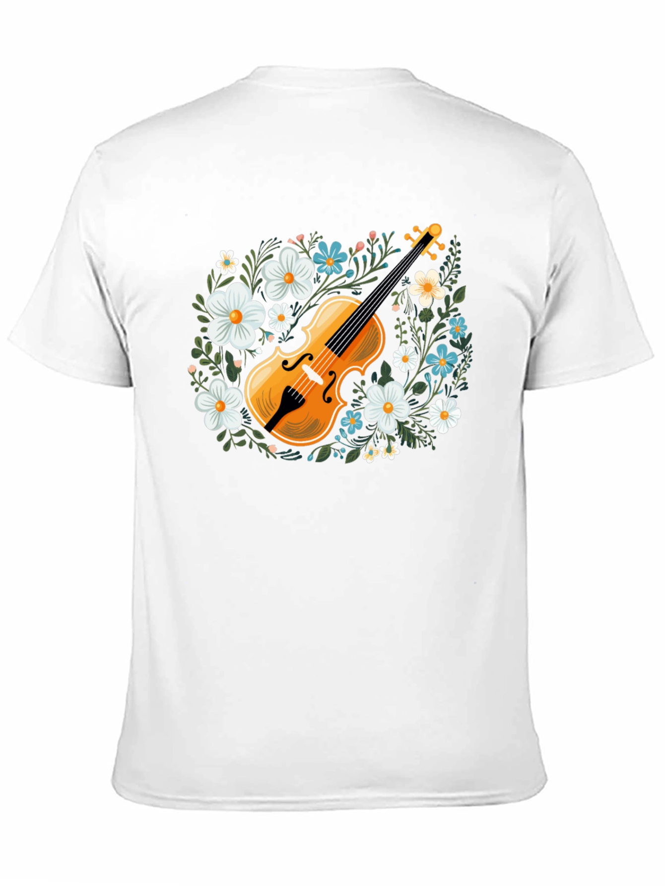 Black Floral Violin Graphic T-Shirt - Musical Style view 11