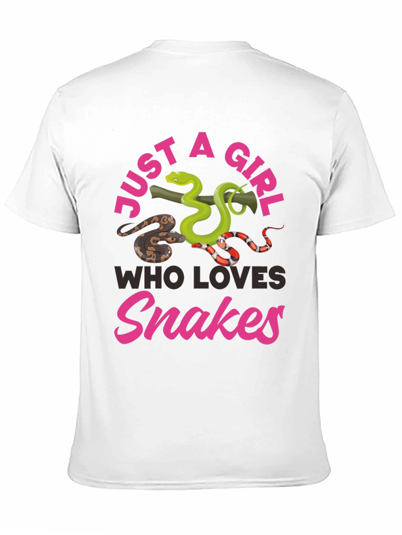 Black Just a Girl Who Loves Snakes Graphic T-Shirt view 11