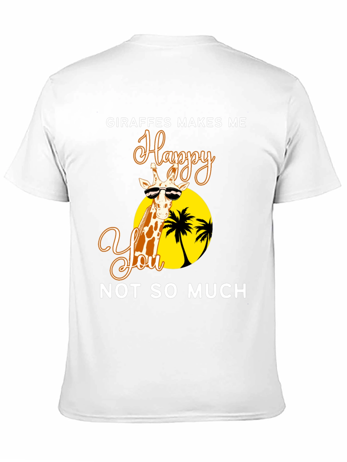 Black Giraffe Happy Tee - Unisex Novelty Graphic T-Shirt view 11