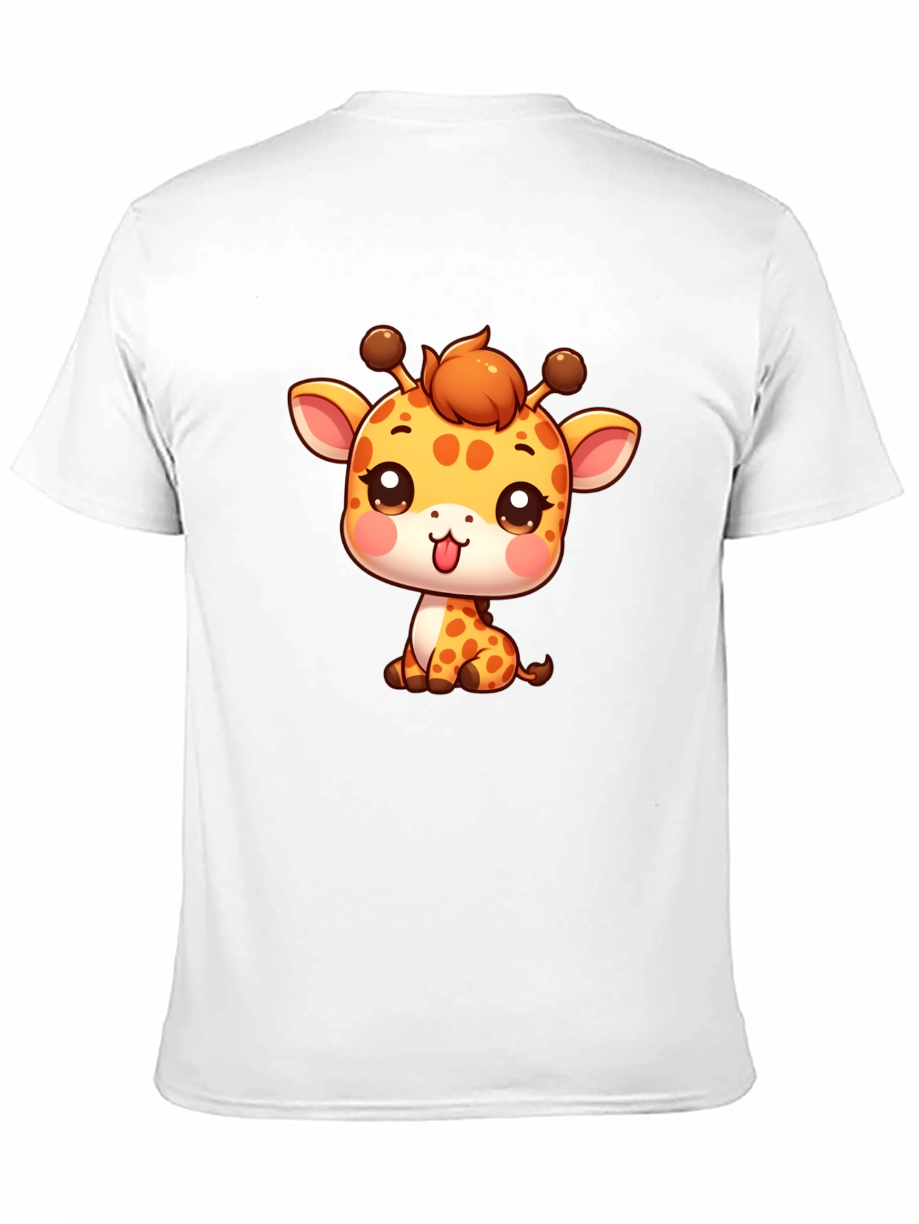 Black Cute Giraffe Cartoon Black T-Shirt view 11
