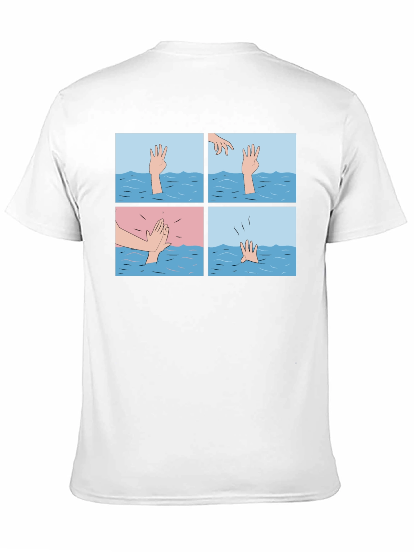 Black Comic Strip Graphic T-Shirt - Drowning Meme view 11