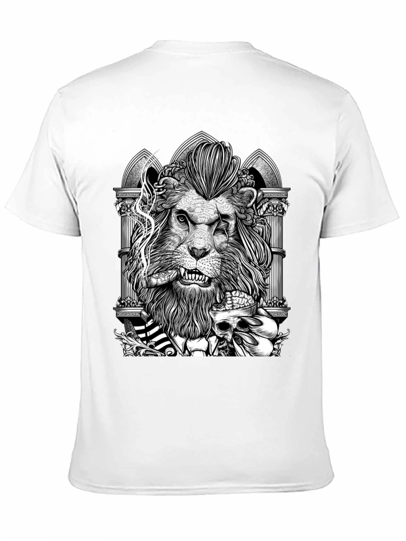 Black Lion with Skull Graphic Tee - Black view 11