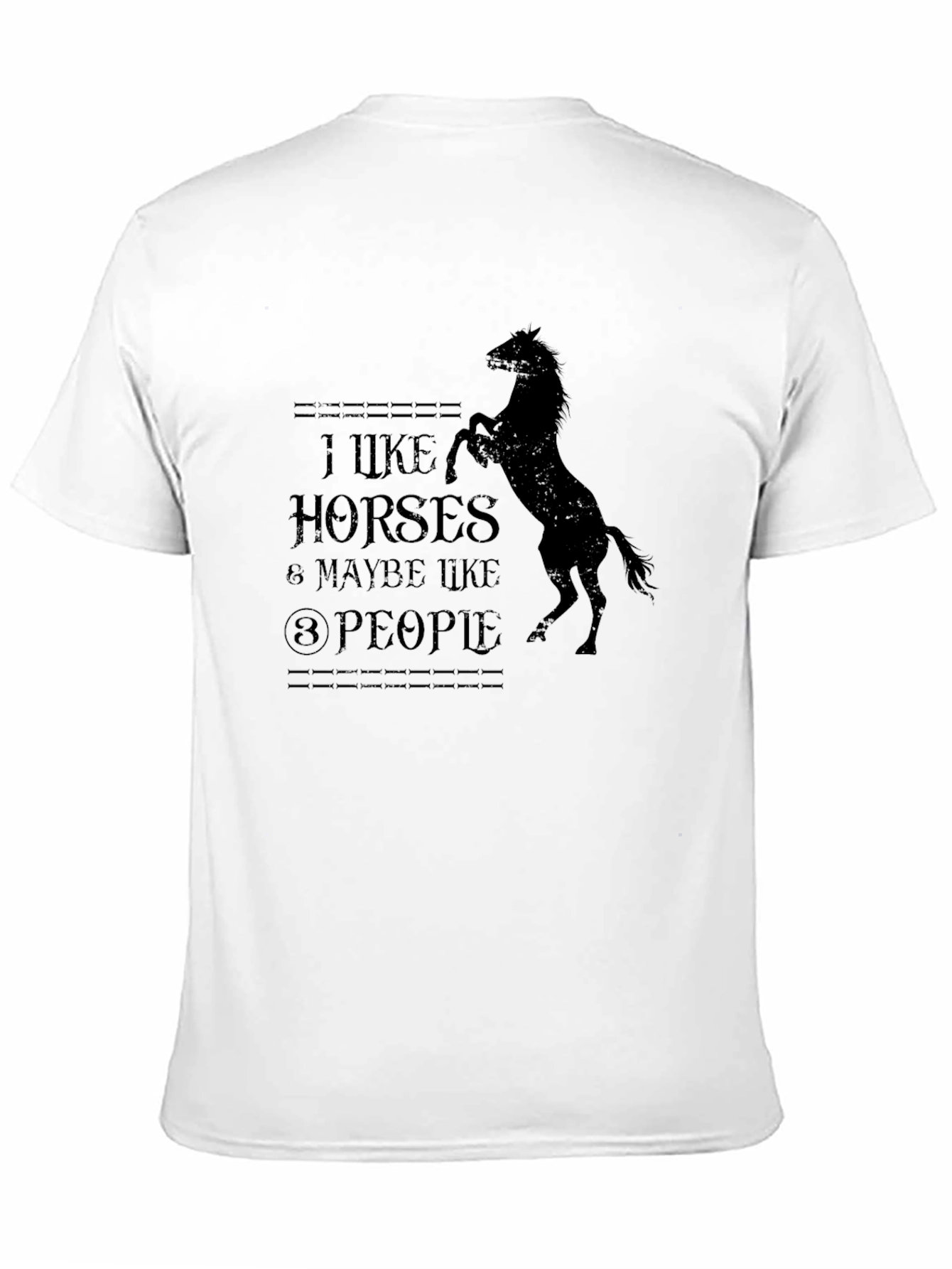 Black I Like Horses and Maybe Like 3 People Black T-Shirt view 11