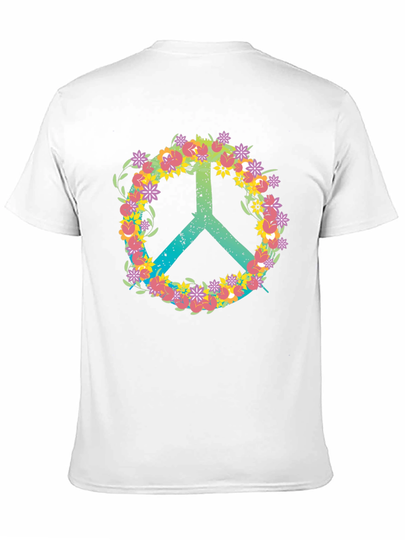 Black Floral Peace Sign T-Shirt - Black Casual Tee view 11