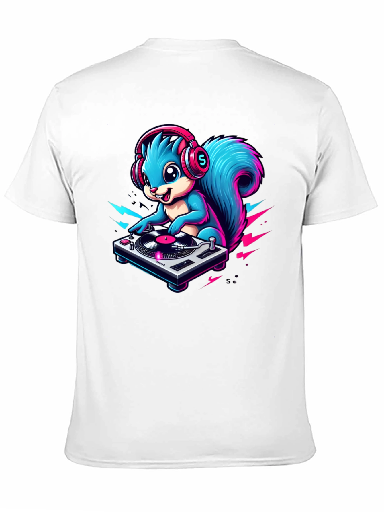 Black DJ Squirrel Graphic Tee - Funky Animal T-Shirt view 11