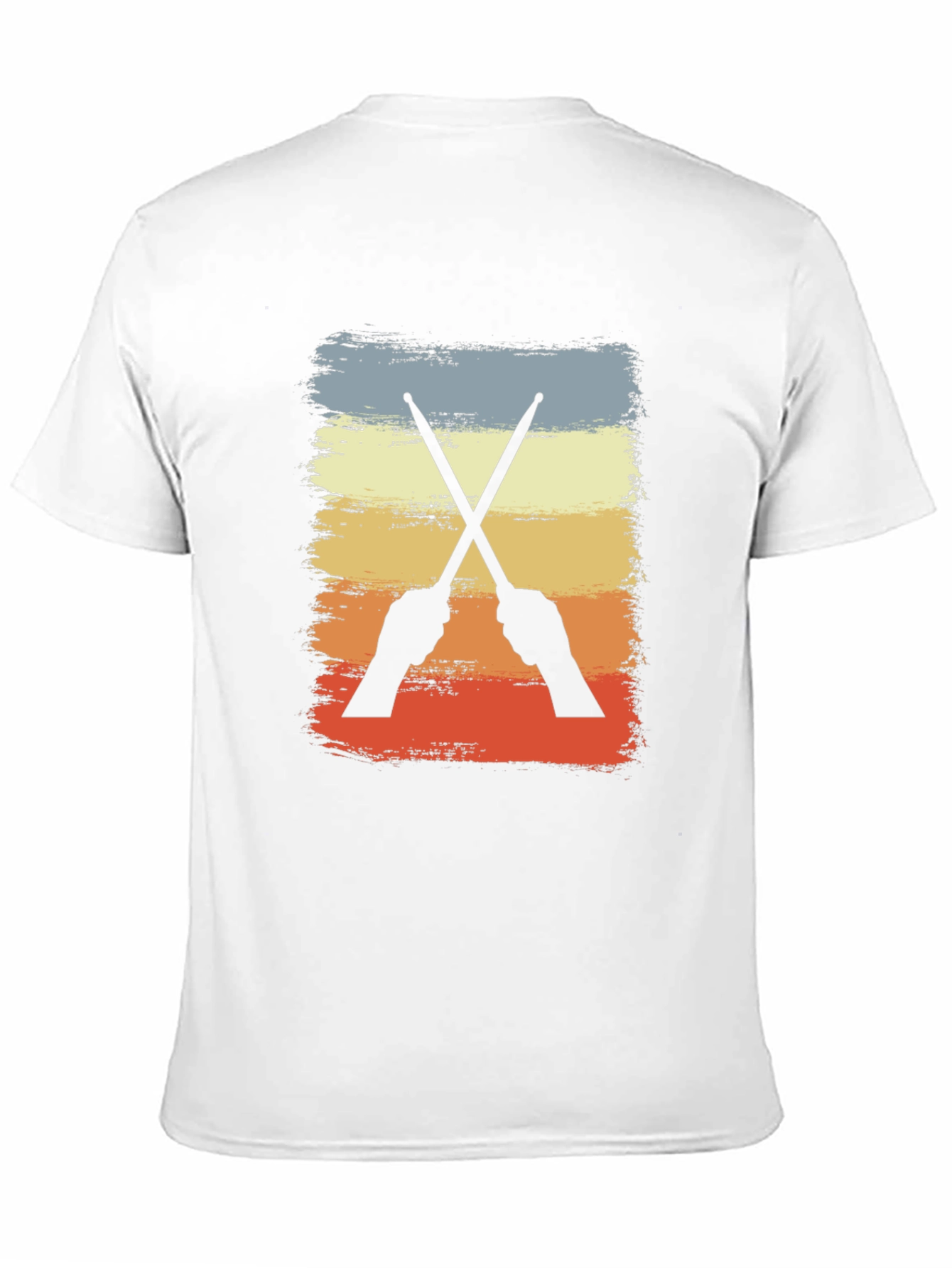 Black Retro Drummer T-Shirt - Crossed Sticks Design view 11