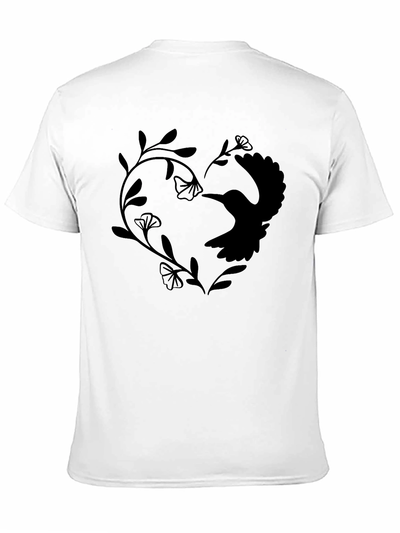 Black Hummingbird Heart Graphic Tee - Black Casual Shirt view 11