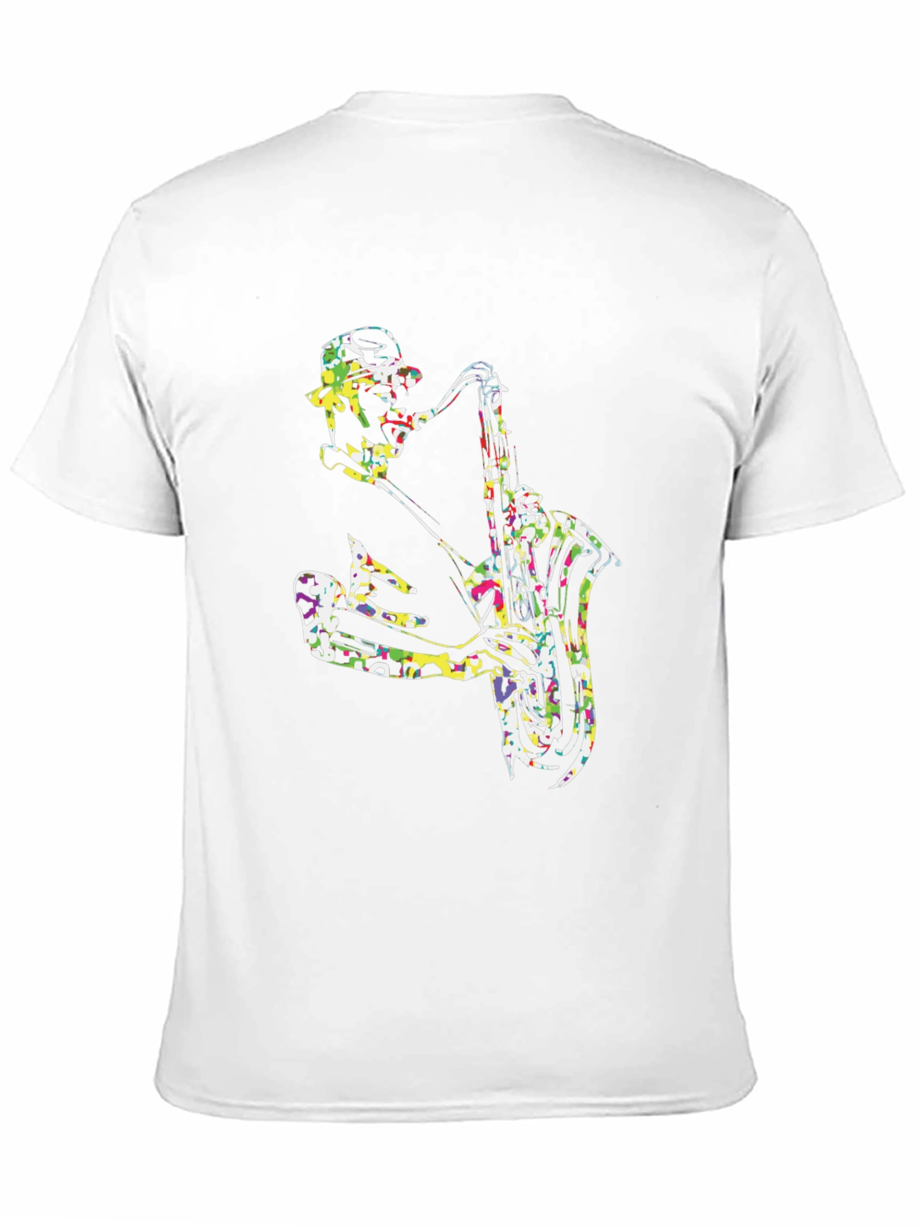 Black Colorful Saxophone Player Graphic Tee view 11