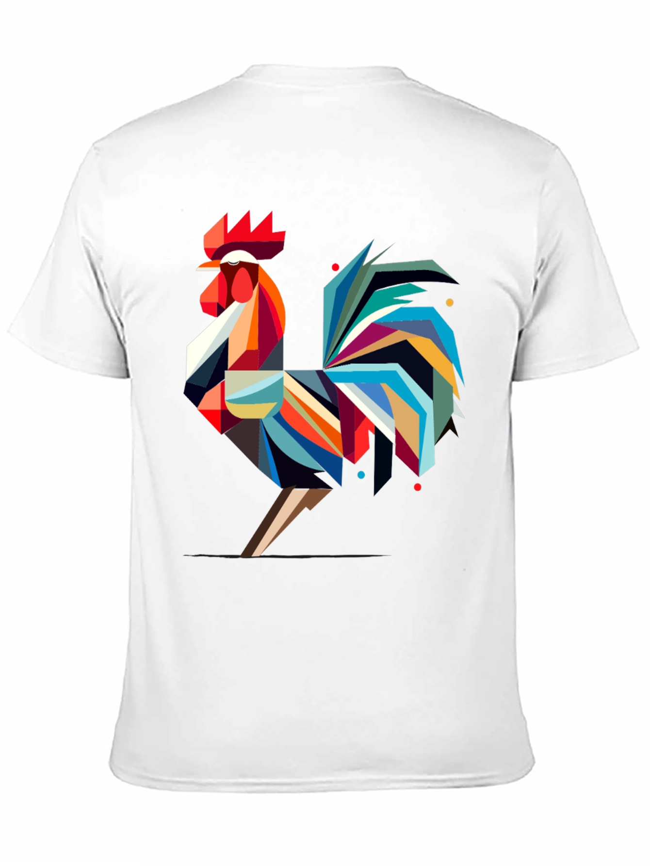 Black Geometric Rooster Graphic Tee - Modern Art T-Shirt view 11