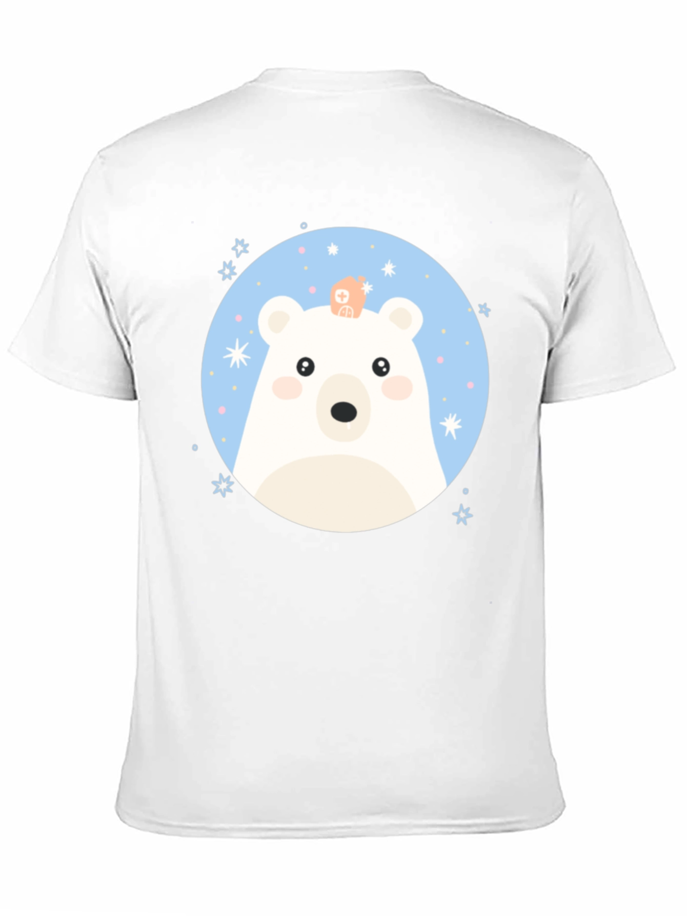 Black Cute Polar Bear Graphic Black T-Shirt view 11