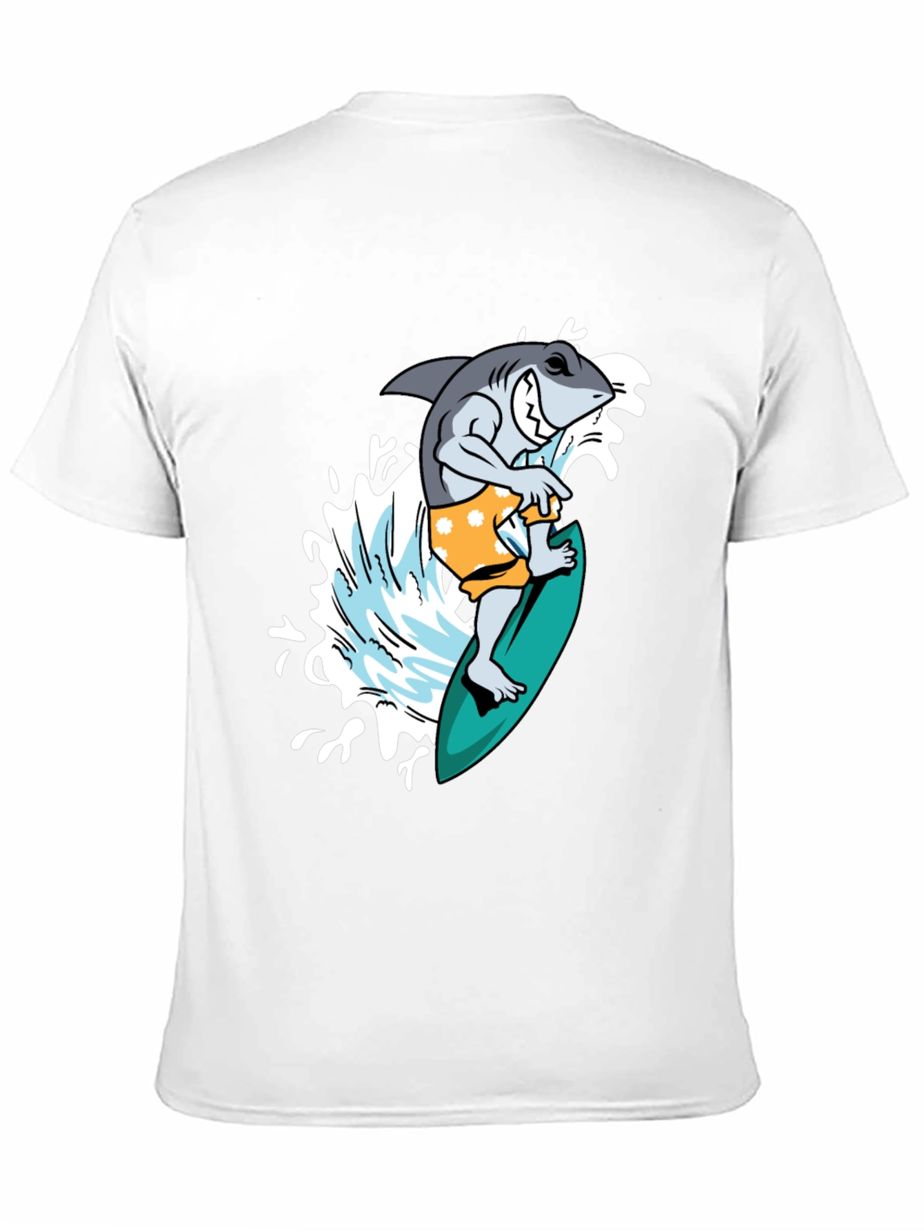 Black Surfing Shark Graphic Tee - Black Cotton T-Shirt view 11