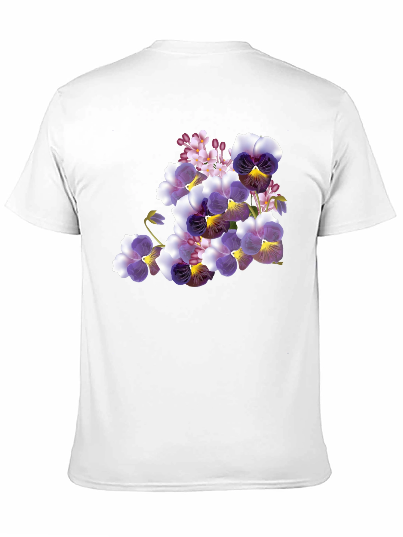 Black Floral Pansy Print Black T-Shirt view 11