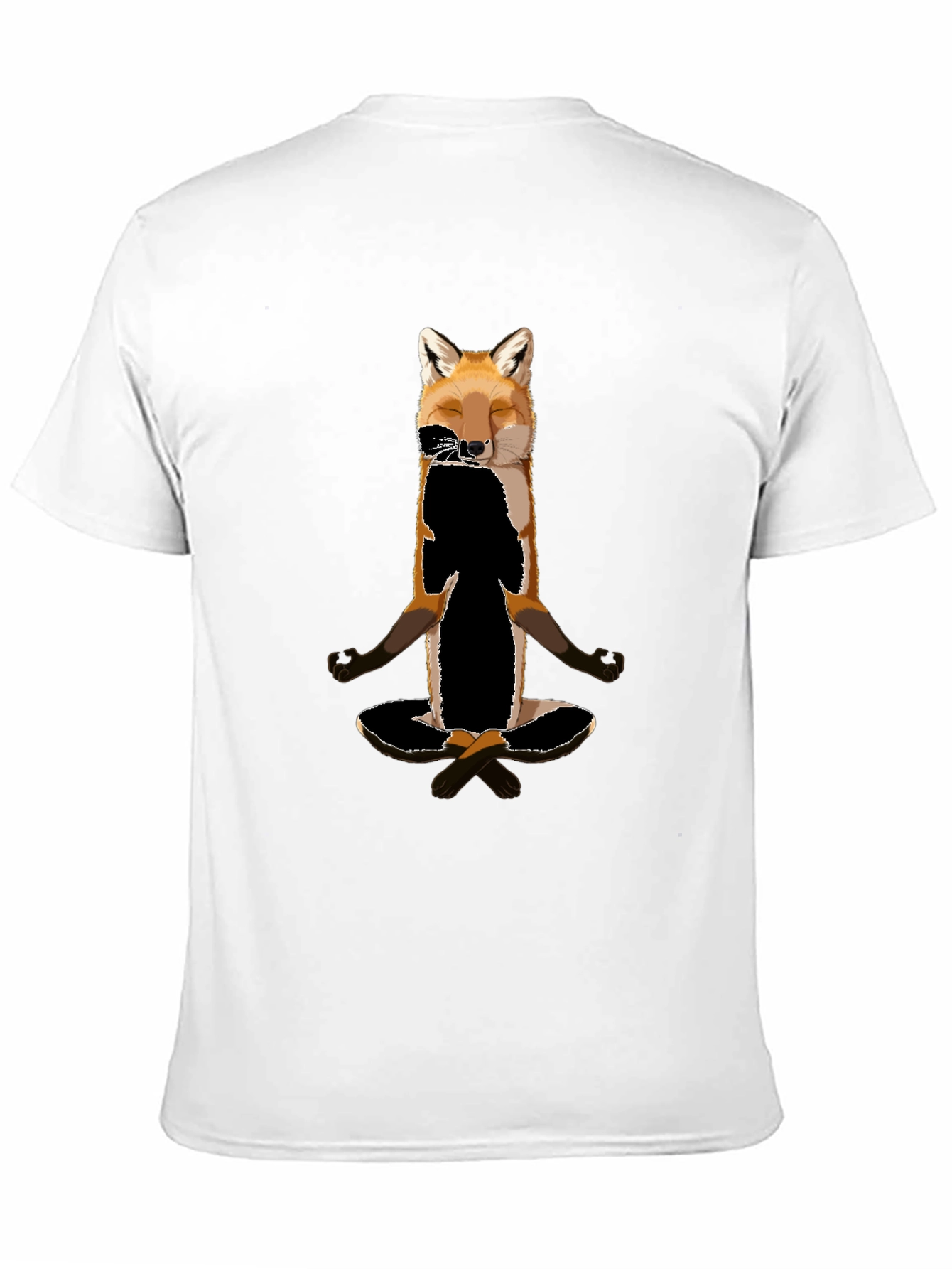 Black Zen Fox T-Shirt - Meditating Animal Graphic Tee view 11