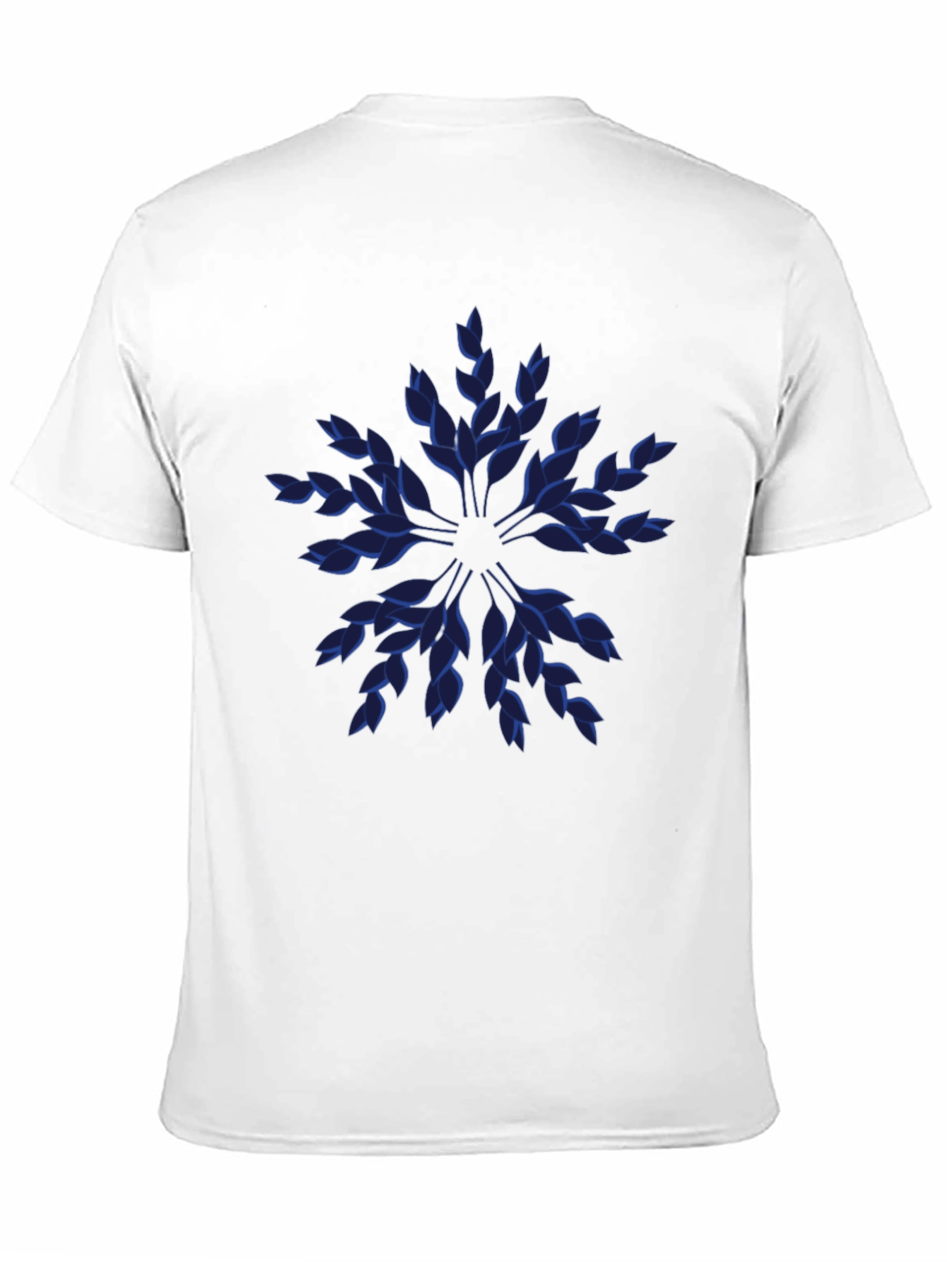 Black Blue Leaf Pattern Black T-Shirt view 11