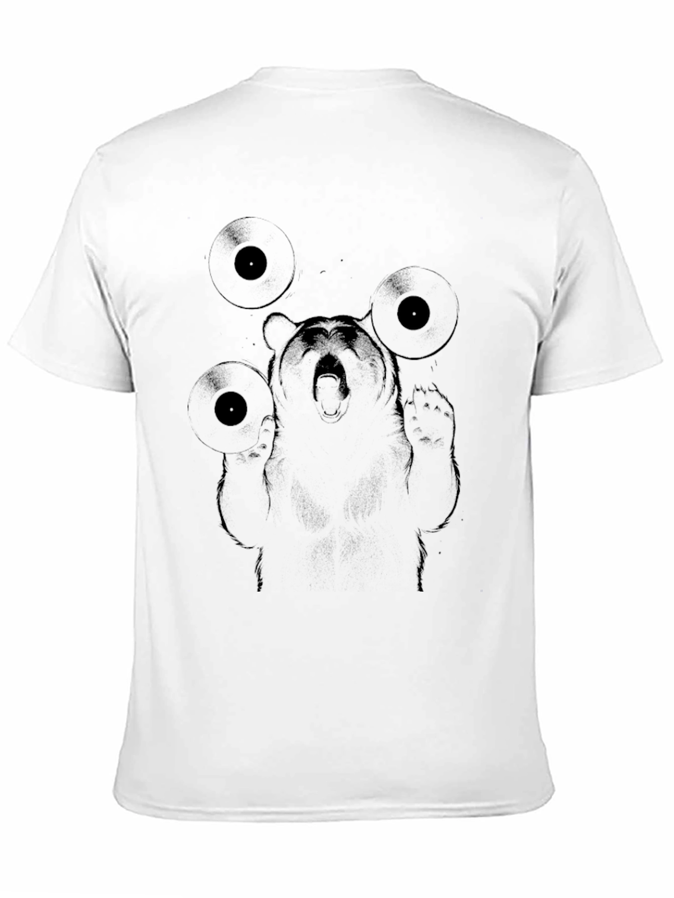 DJ Bear Graphic Tee - Black Cotton Blend T-Shirt - 11