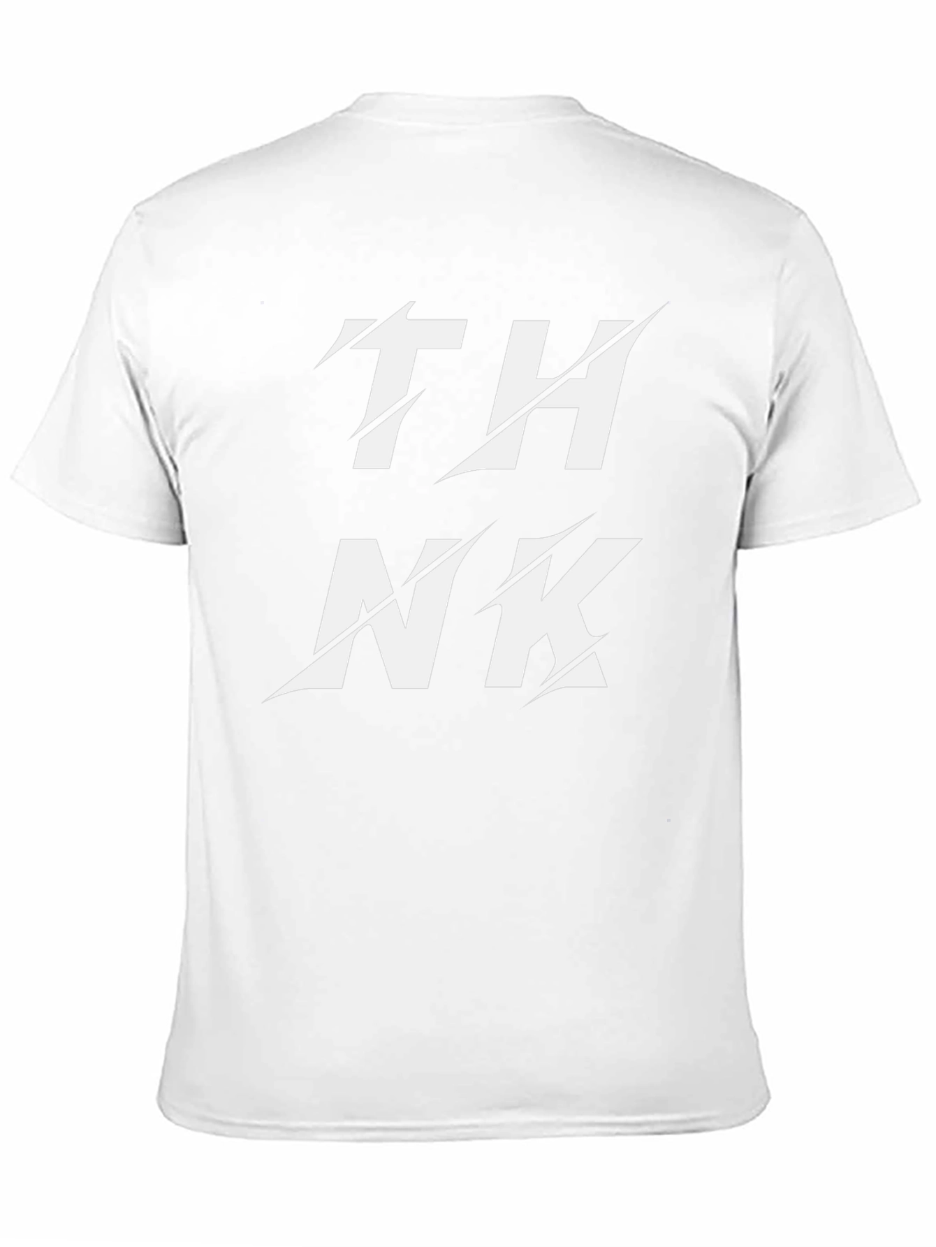 Black Edgy THINK Graphic Black T-Shirt - Unique Cutout Design view 11