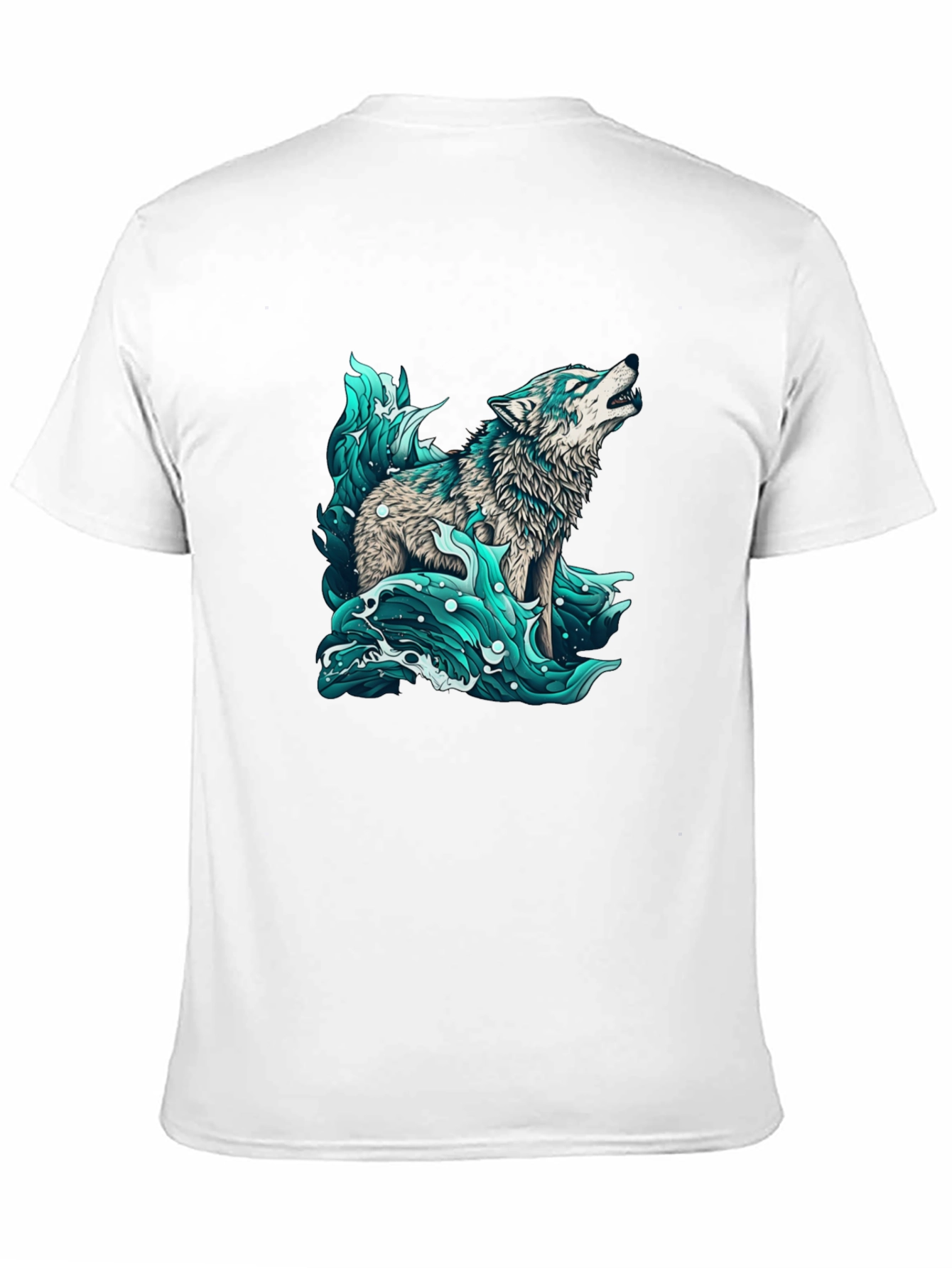 Black Wolf in Water Graphic Black T-Shirt view 11