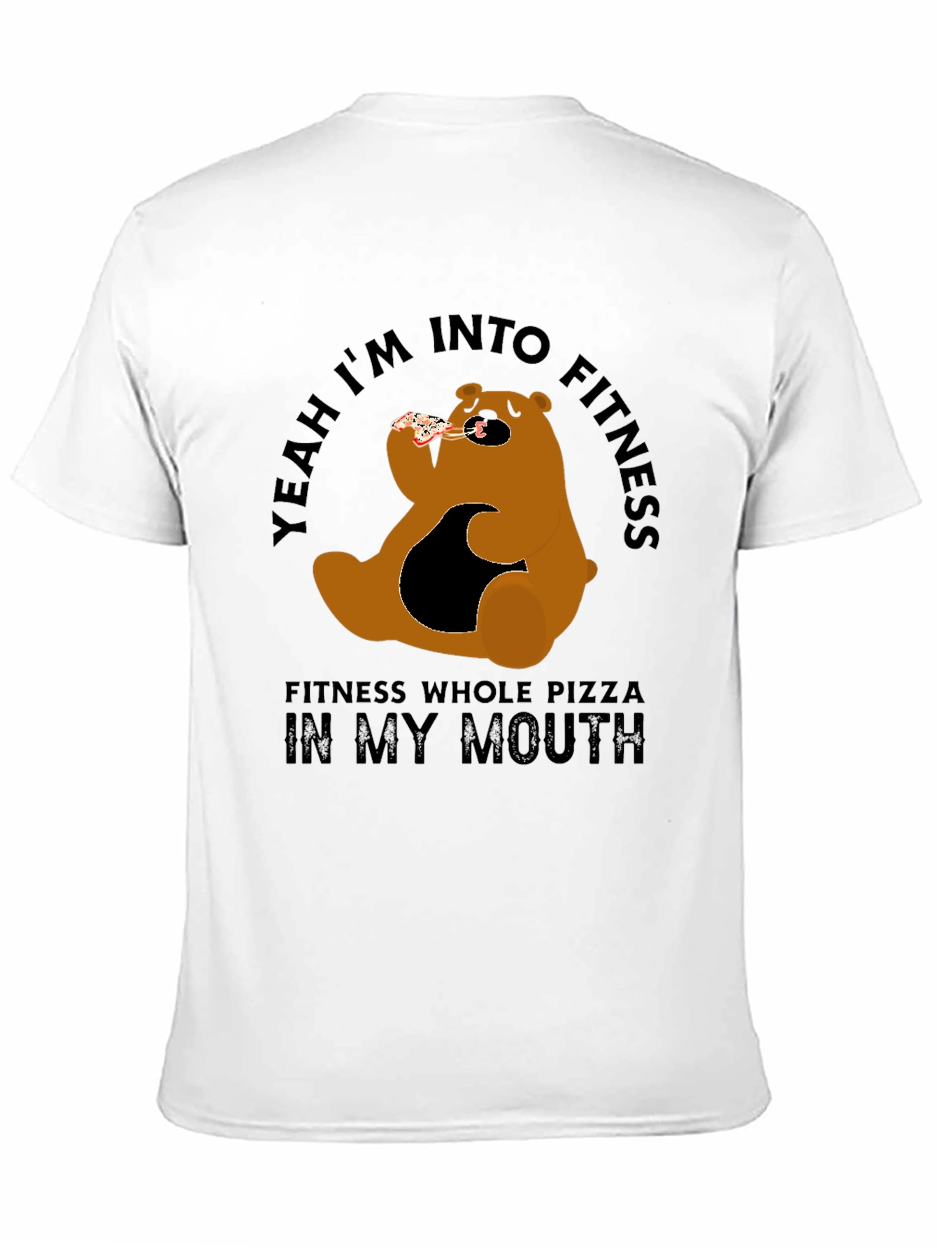 Funny Pizza Bear Fitness T-Shirt - Casual Graphic Tee - 11