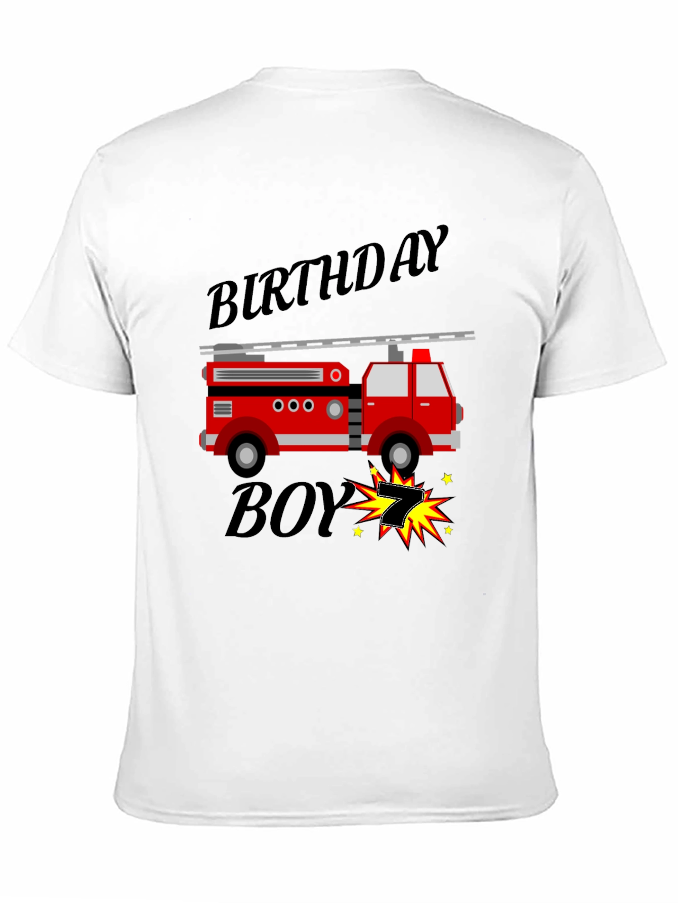 Black Birthday Boy Firetruck T-Shirt view 11