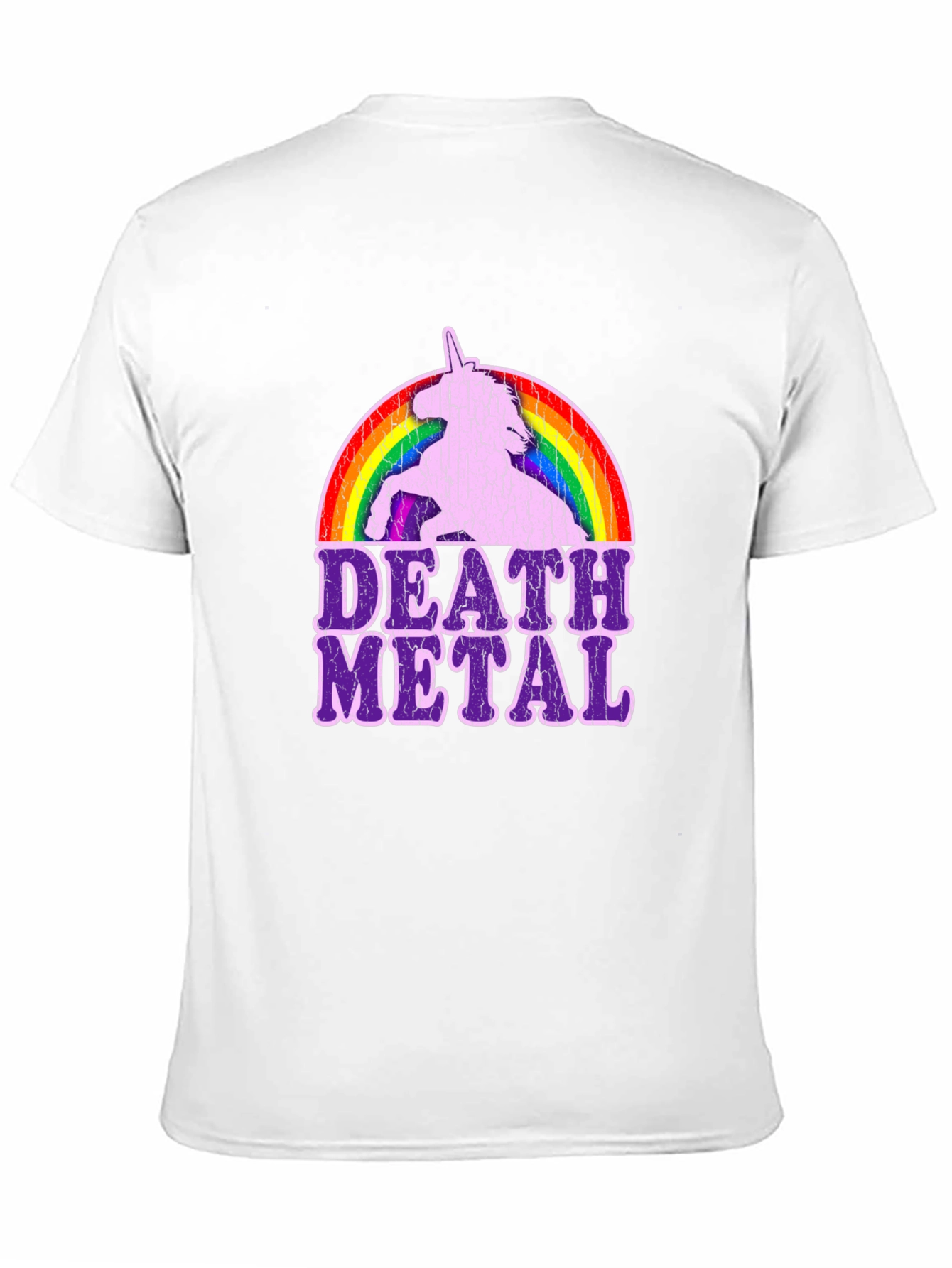 Black Death Metal Unicorn Rainbow T-Shirt view 11