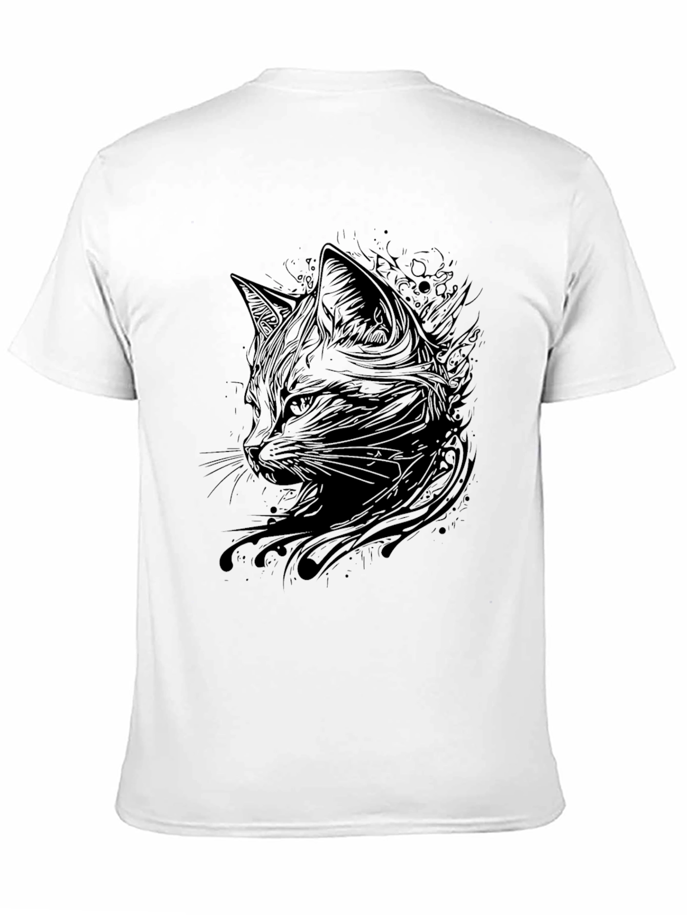 Black Men's Black Cat Graphic T-Shirt view 11
