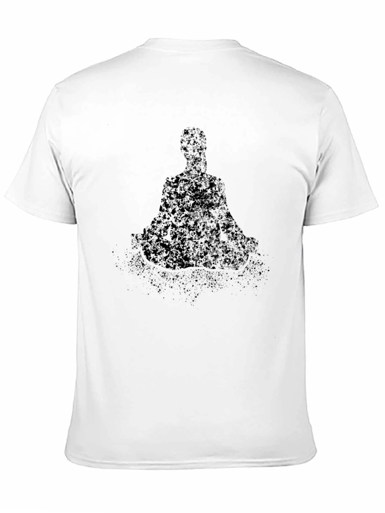 Black Men's Black T-Shirt with Meditating Figure Graphic view 11