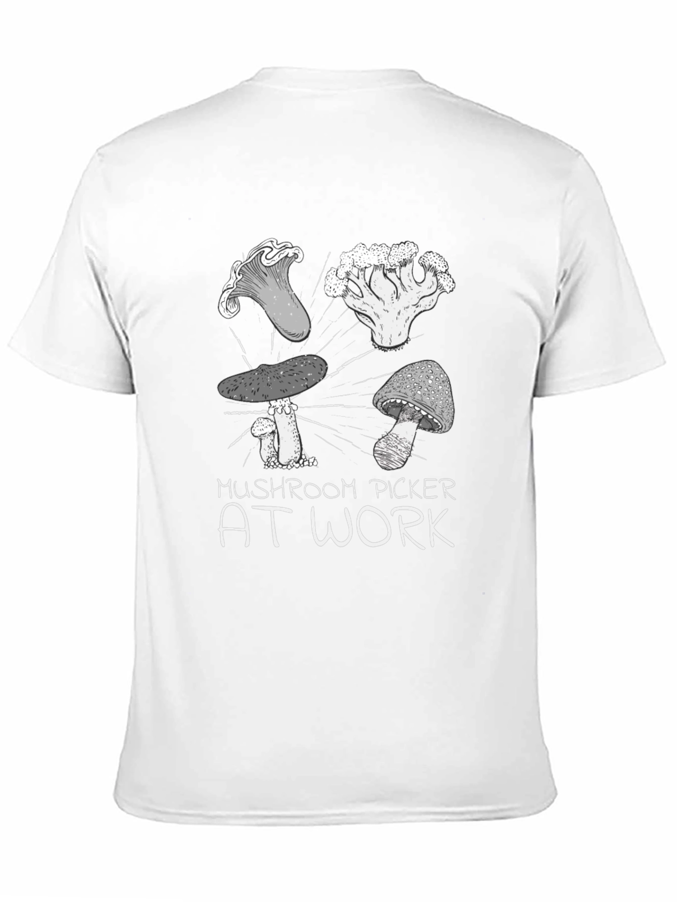 Black Mushroom Picker T-Shirt - At Work view 11