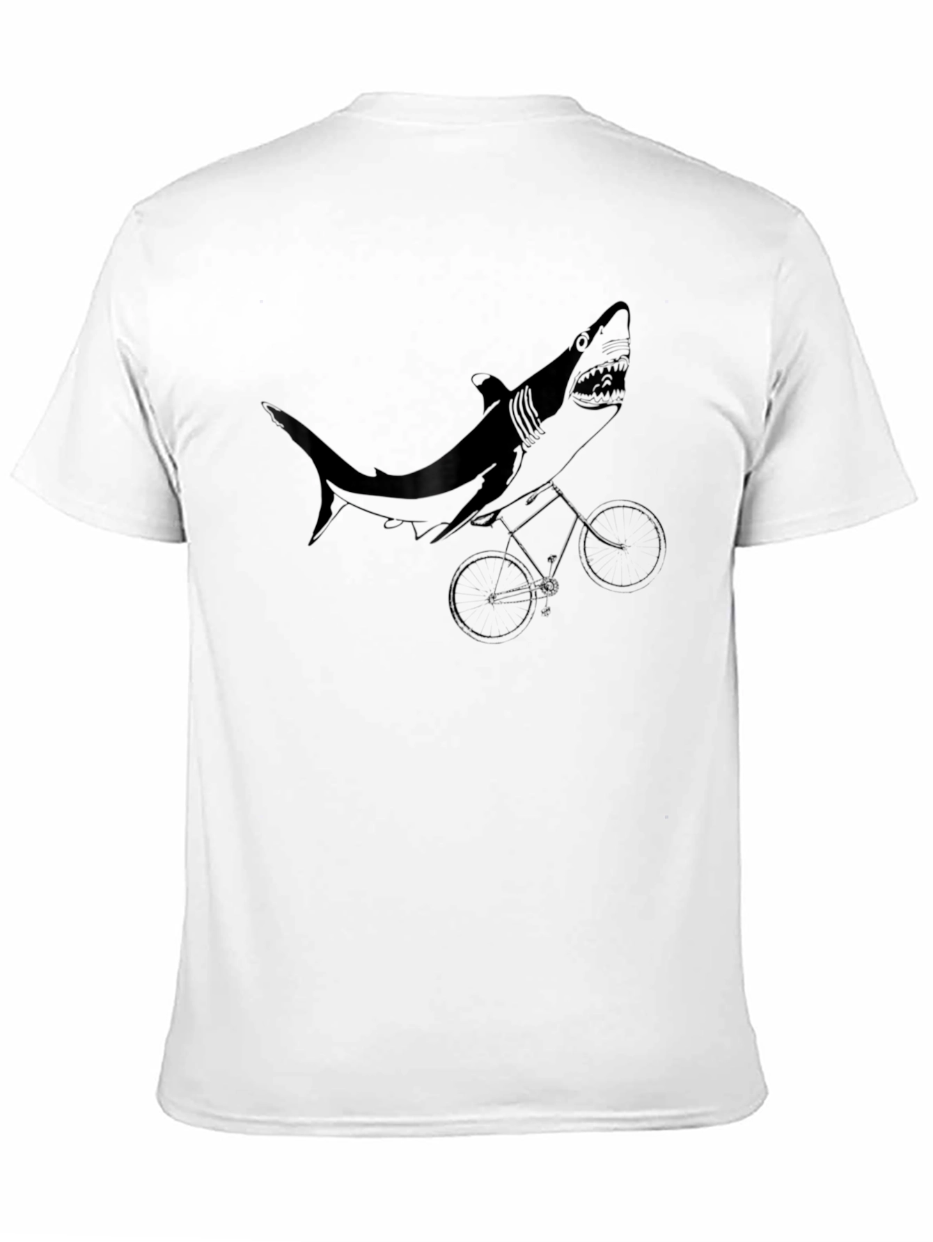 Black Shark on Bike Graphic Tee - Black Cotton T-Shirt view 11