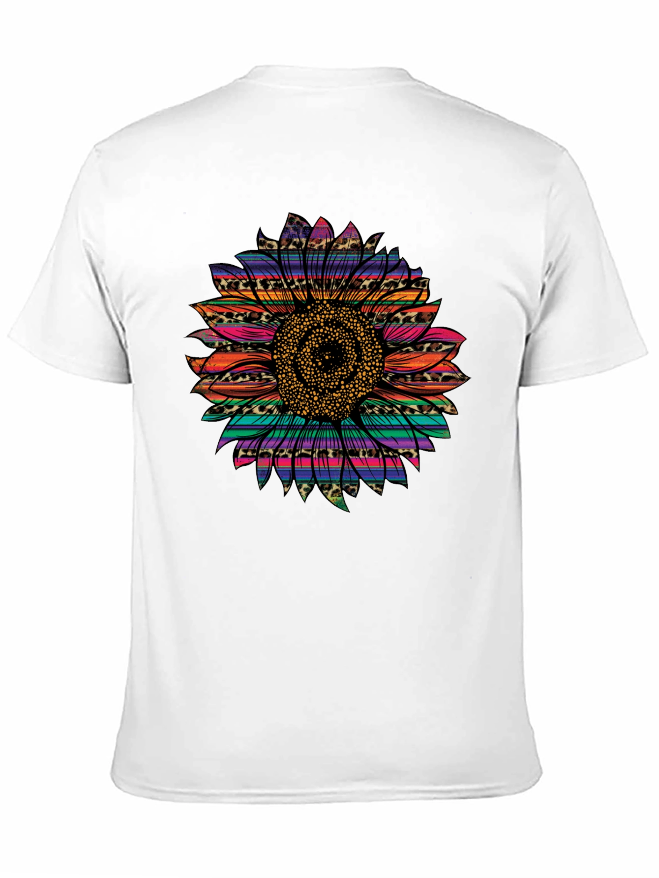 Black Sunflower Print Black T-Shirt view 11