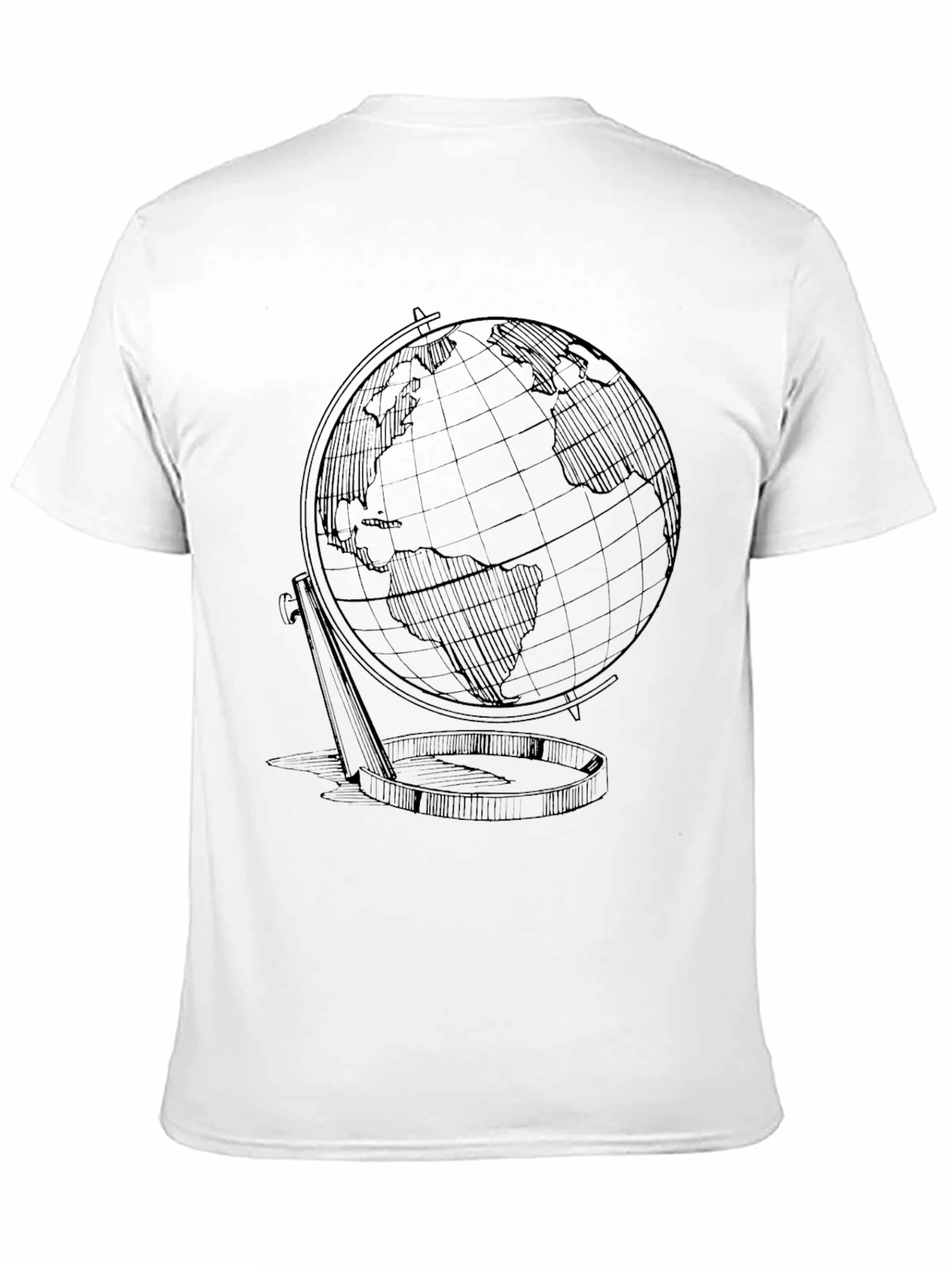 Black Globe Sketch Graphic T-Shirt - Classic Earth Design view 11
