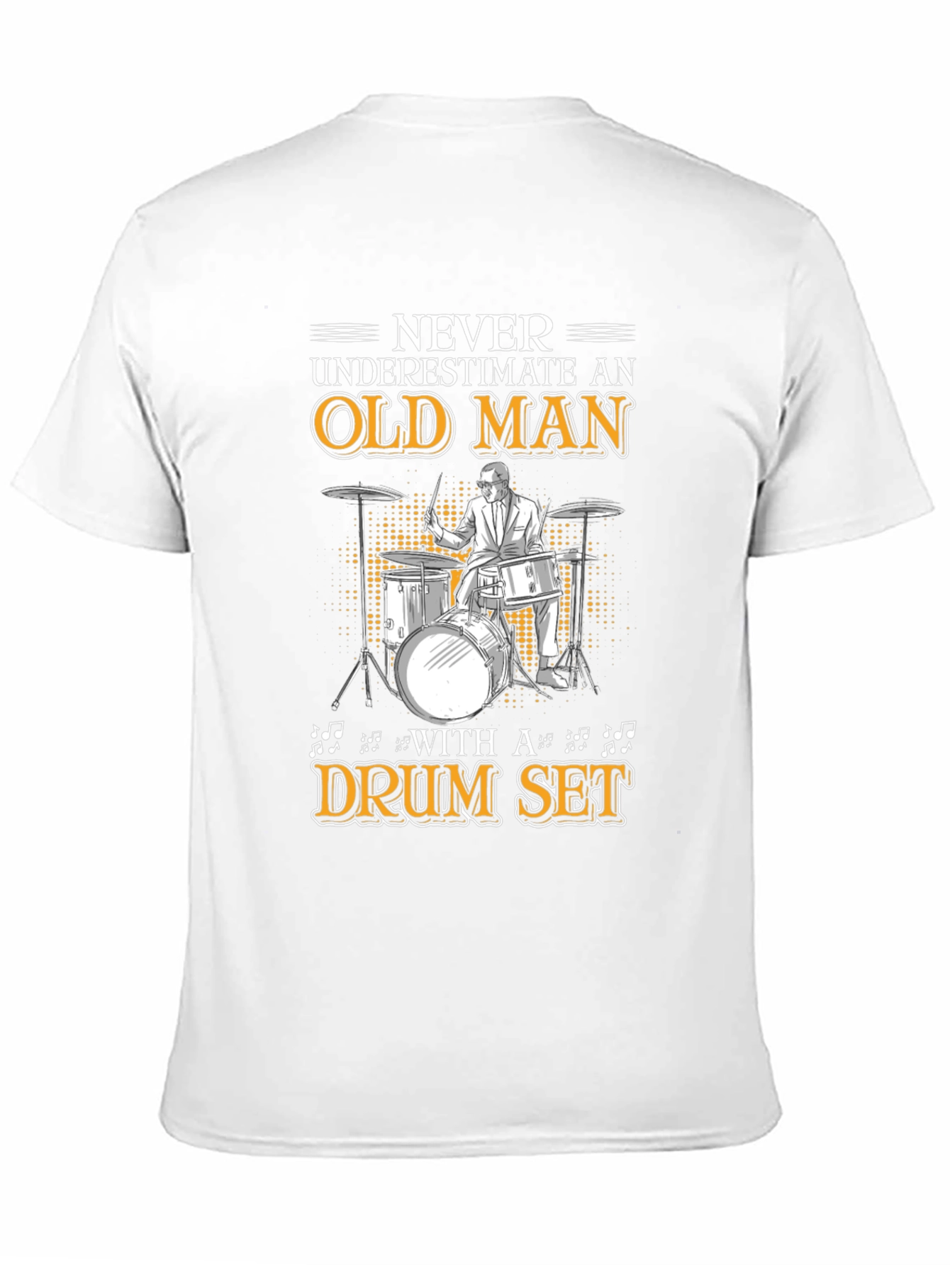 Black Old Man Drum Set T-Shirt - Musician Gift view 11